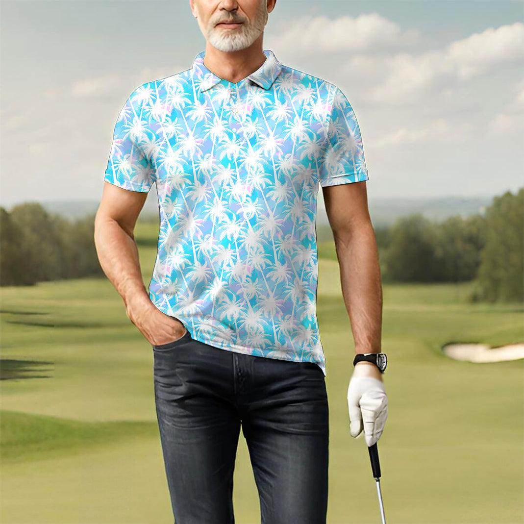 Men's Jungle coconut trees golf polo