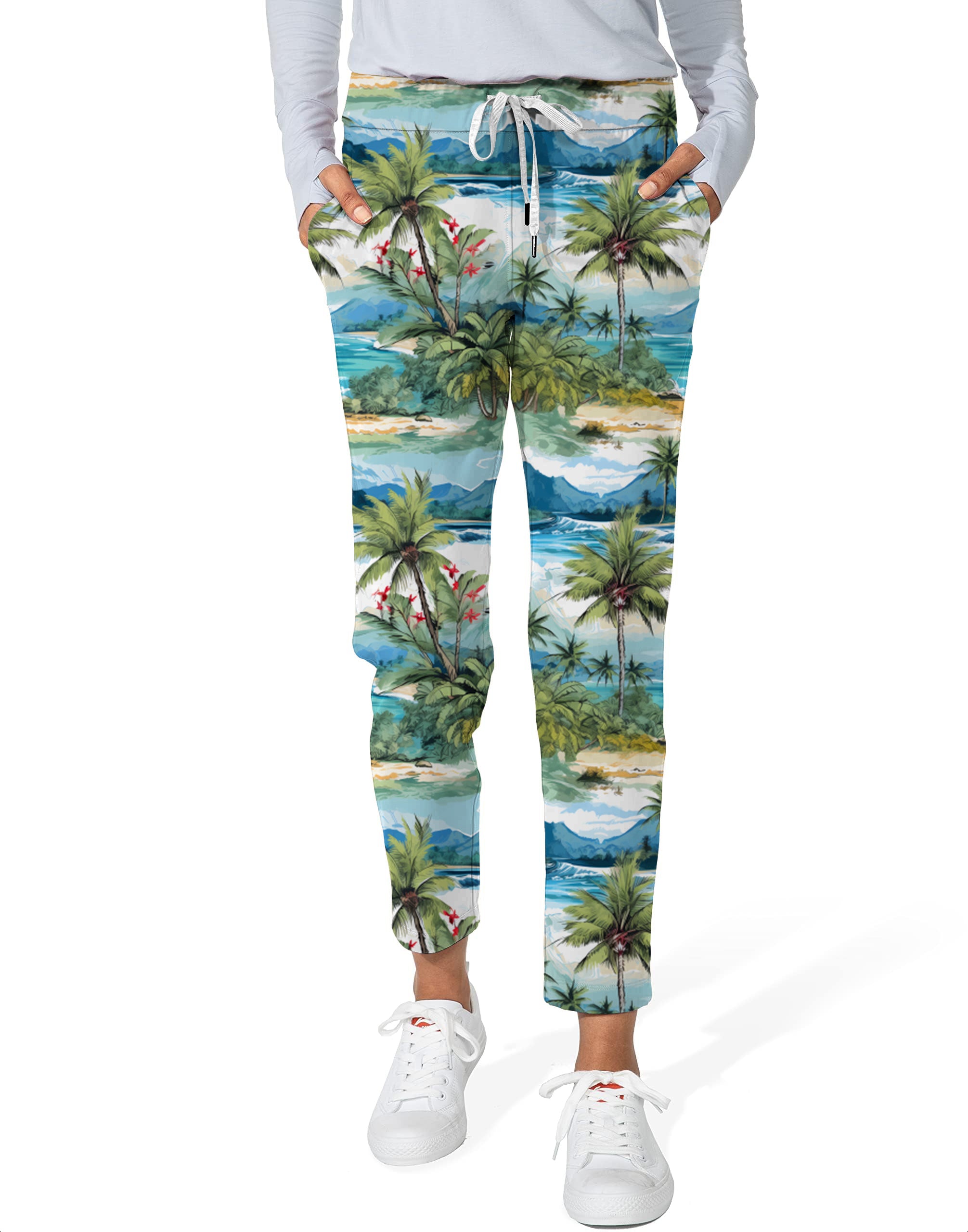 Hawaii palm tree-Women's 7/8 Stretch Ankle Golf Pants