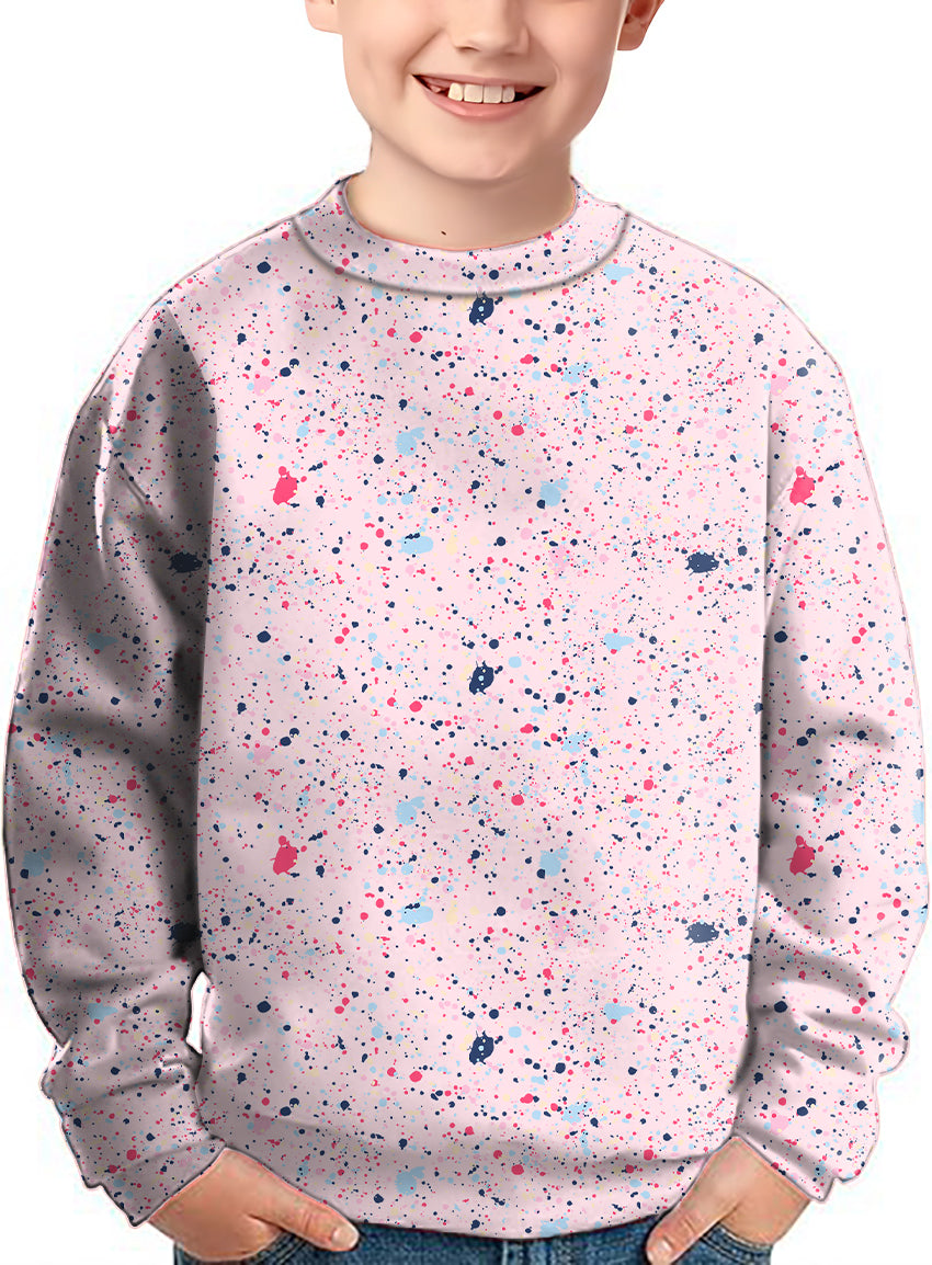 Black Pink Ink Dots Crewneck Pullover Kids Ugly Sweater