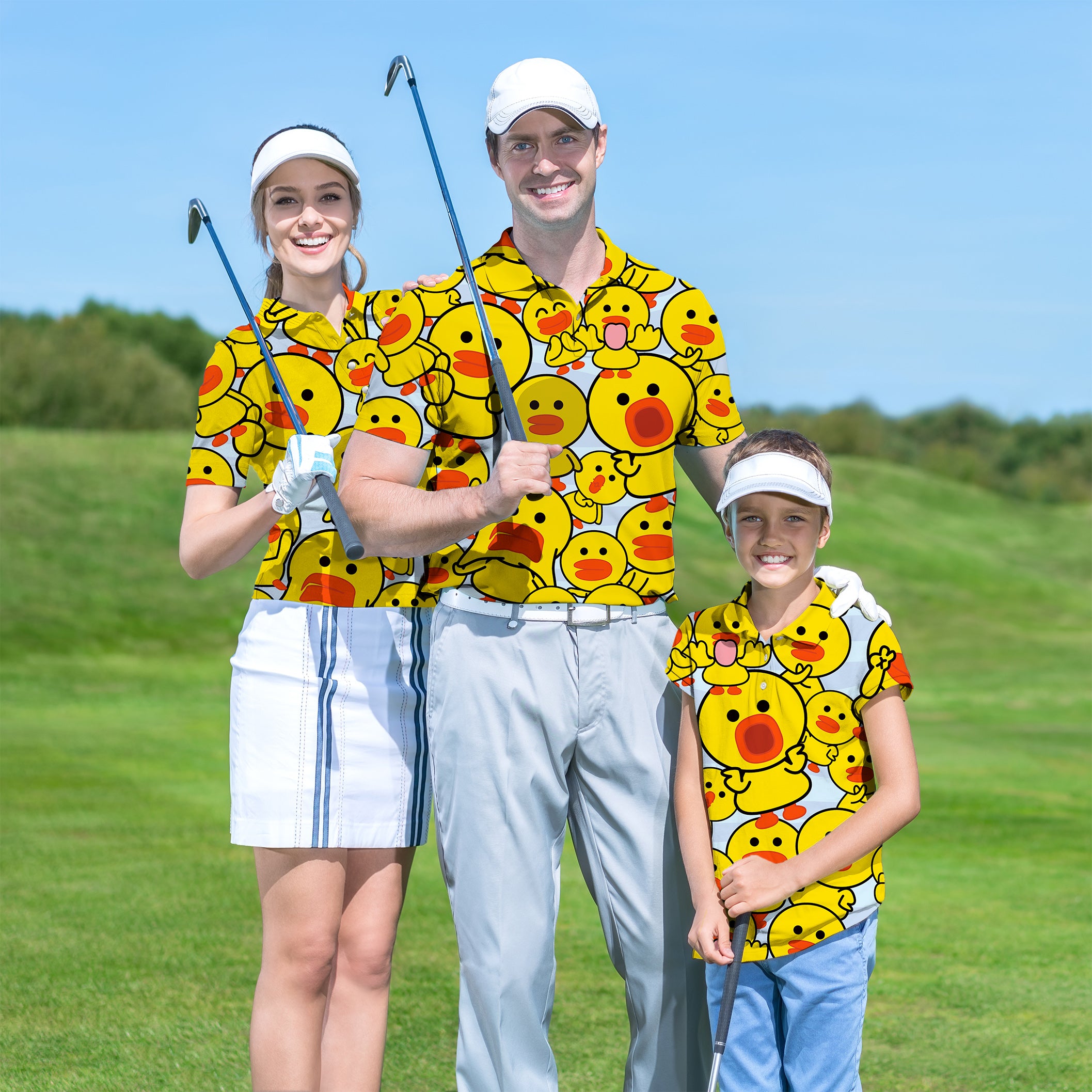 Yellow duck Golf Polo Men Women youth family set