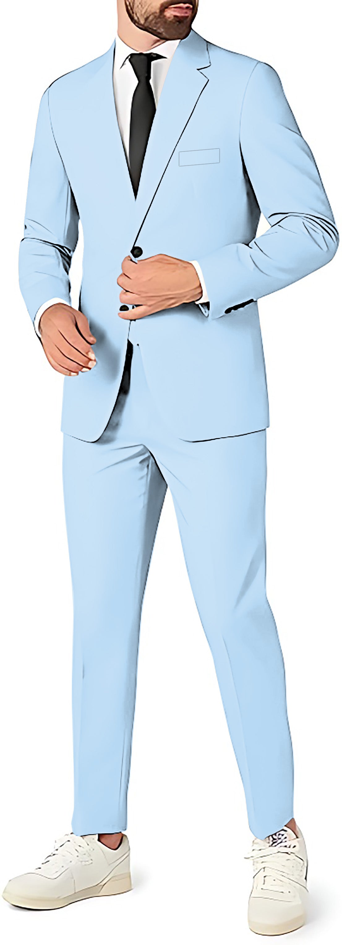 pure sky men's party light blue slim fit blazer pants and vest suit set