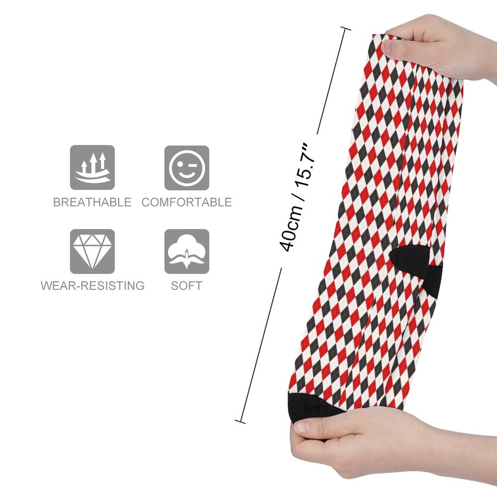 Argyle Red black grid Prined socks Gifts for Men Women