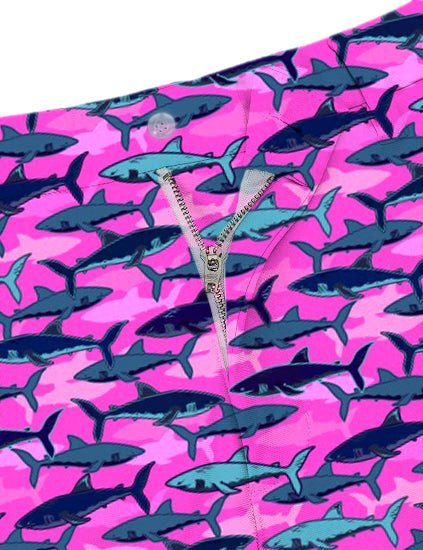 Men Electric Sharks Pink Golf Shorts