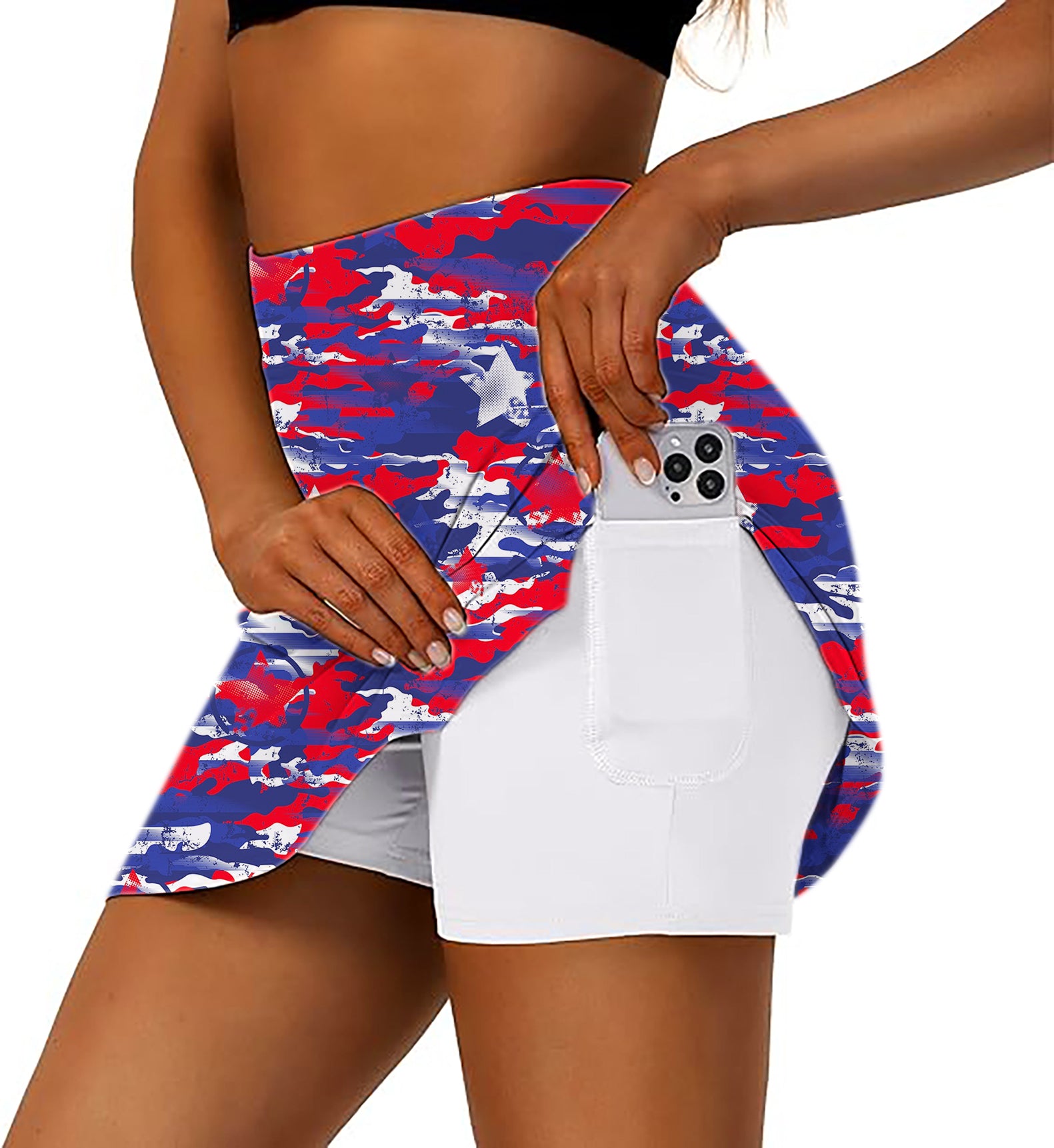 Women's USA camo Golf Skirts Inner Shorts Pocket