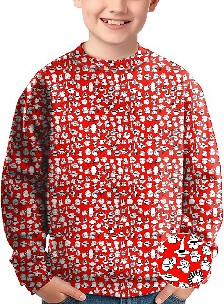 Red Versatile Hips Designer style Crewneck Pullover Kids Ugly Sweater