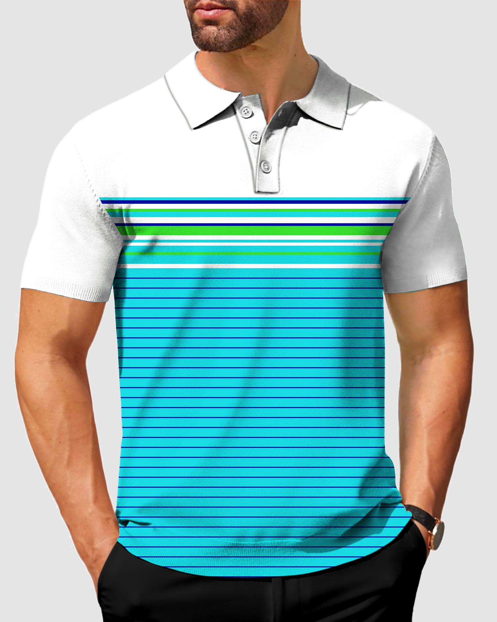 Men's Mix Horizontal Stripes-Stripe Series Polo