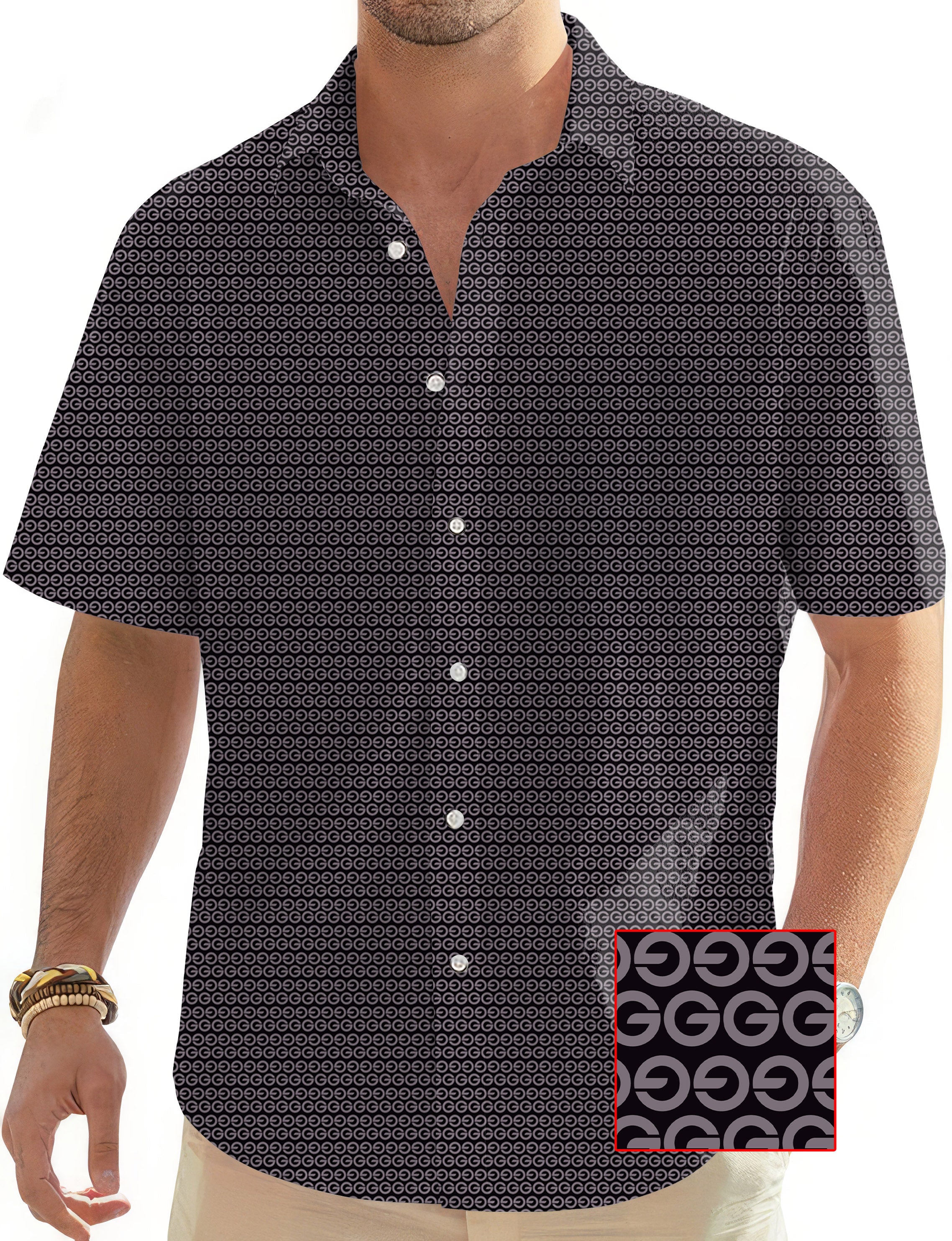 Brown G Men's Golf Hawaiian Shirts Button Down Shirt