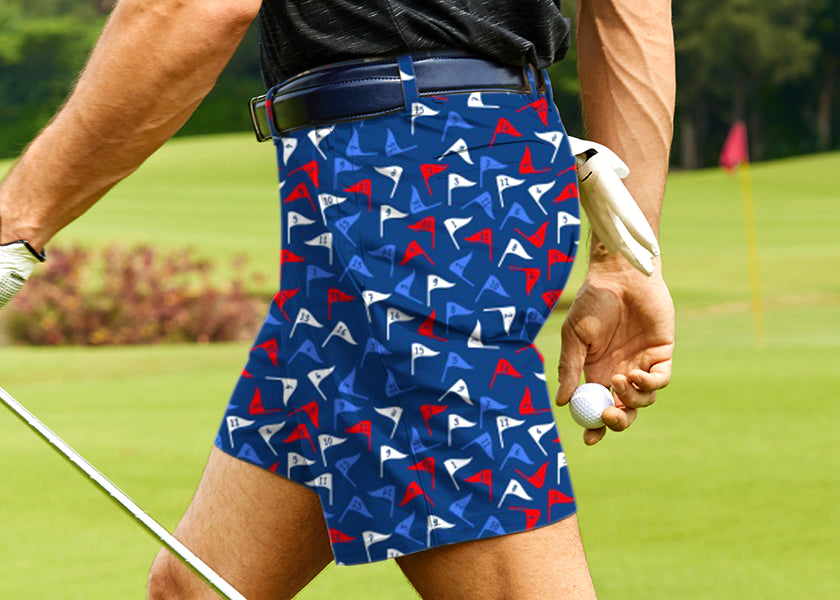Men Flag Tap Golf Shorts