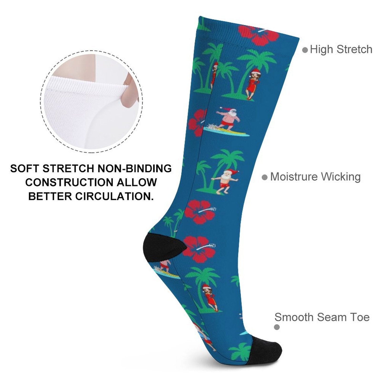 Surfs Up Santa Prined socks Gifts for Men Women