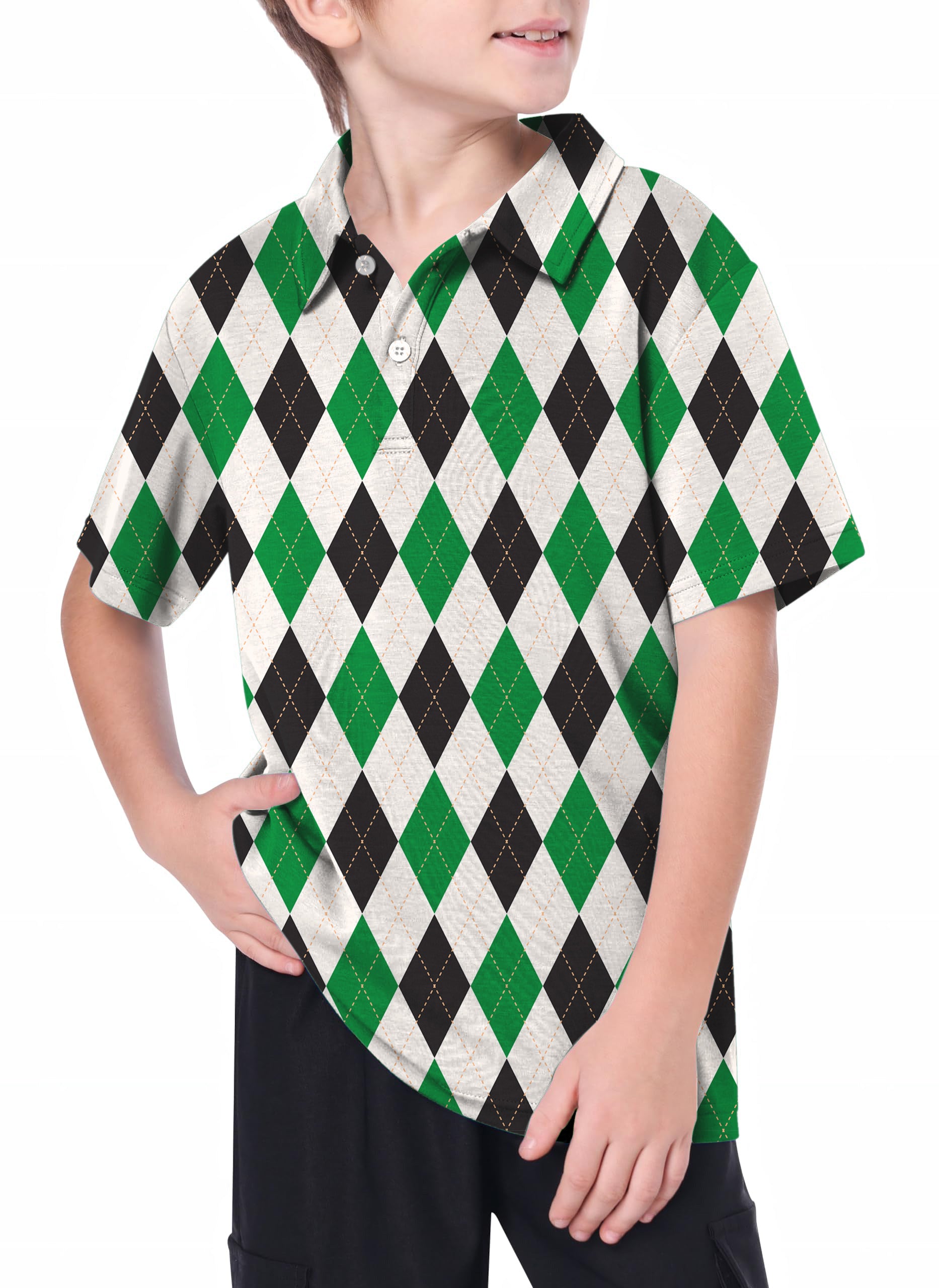 Argyle Youth grid Golf Polo