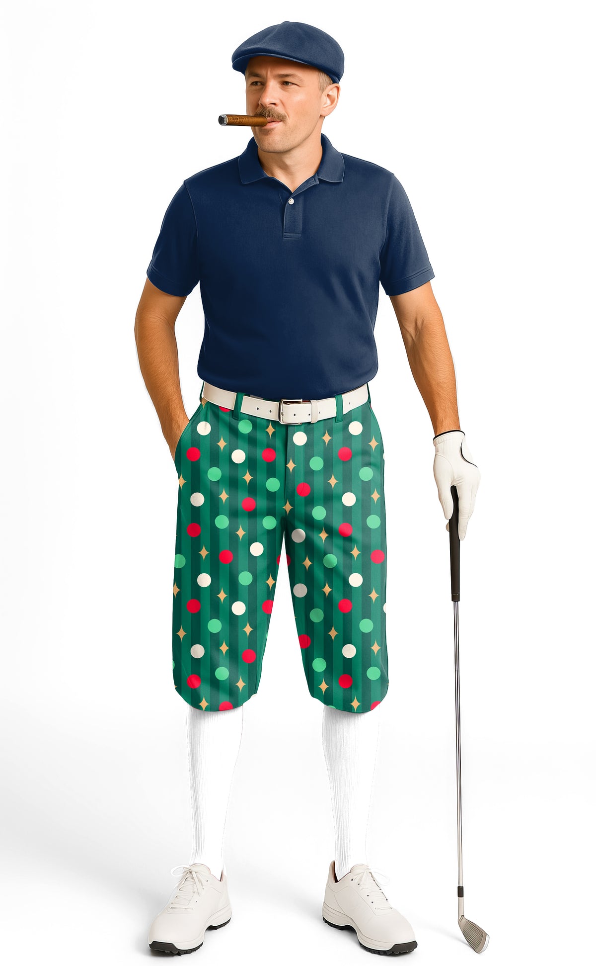 Green Christmas Lollipops Men's Golf Knickers Pants