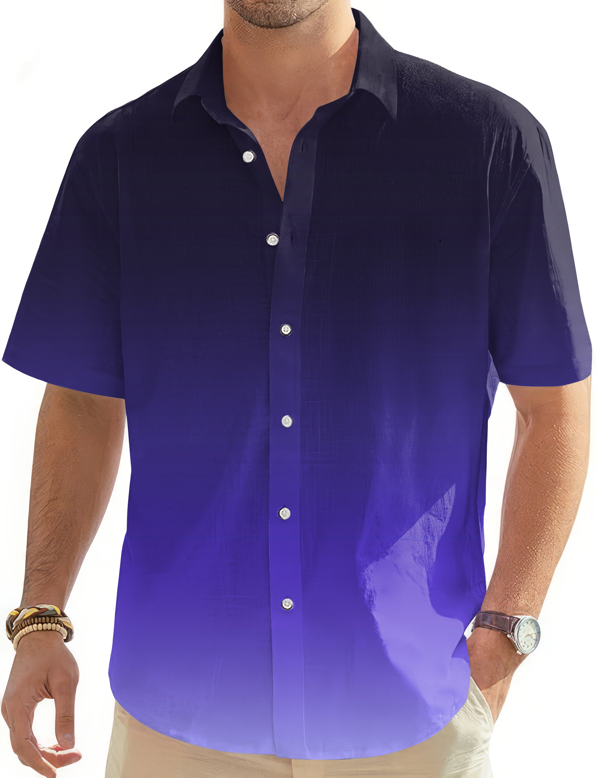 Black Purple Gradient Men's Golf Hawaiian Shirts Button Down Shirt