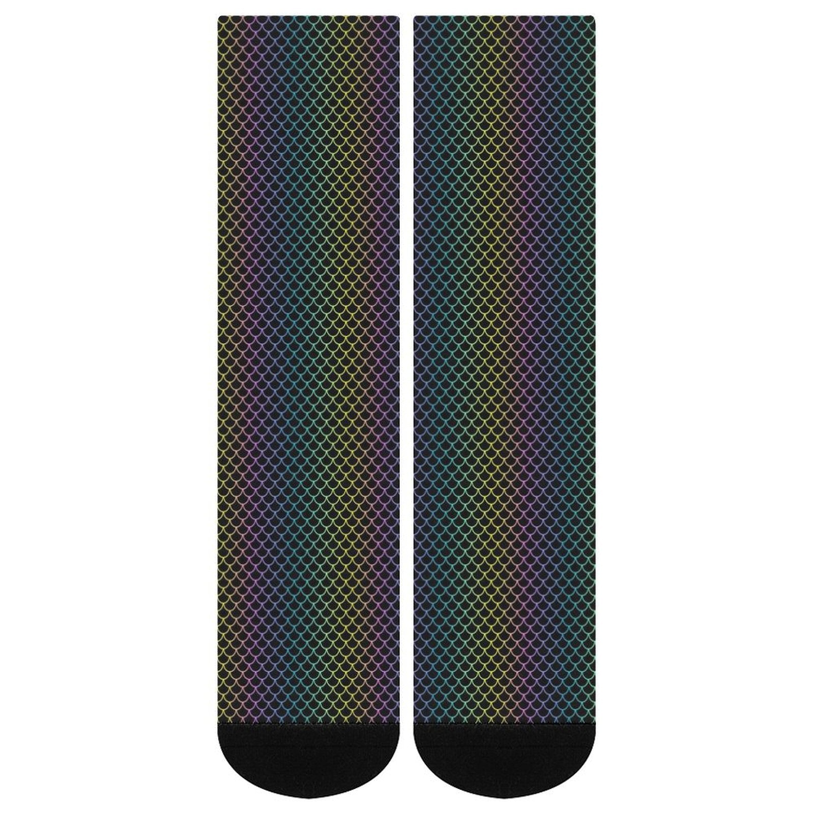 Fish scale gradient color Prined socks Gifts for Men Women