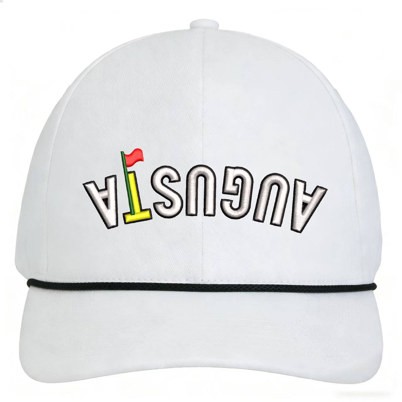 Custom embroidered vintage flag snapback hat in white with adjustable fit and durable fabric