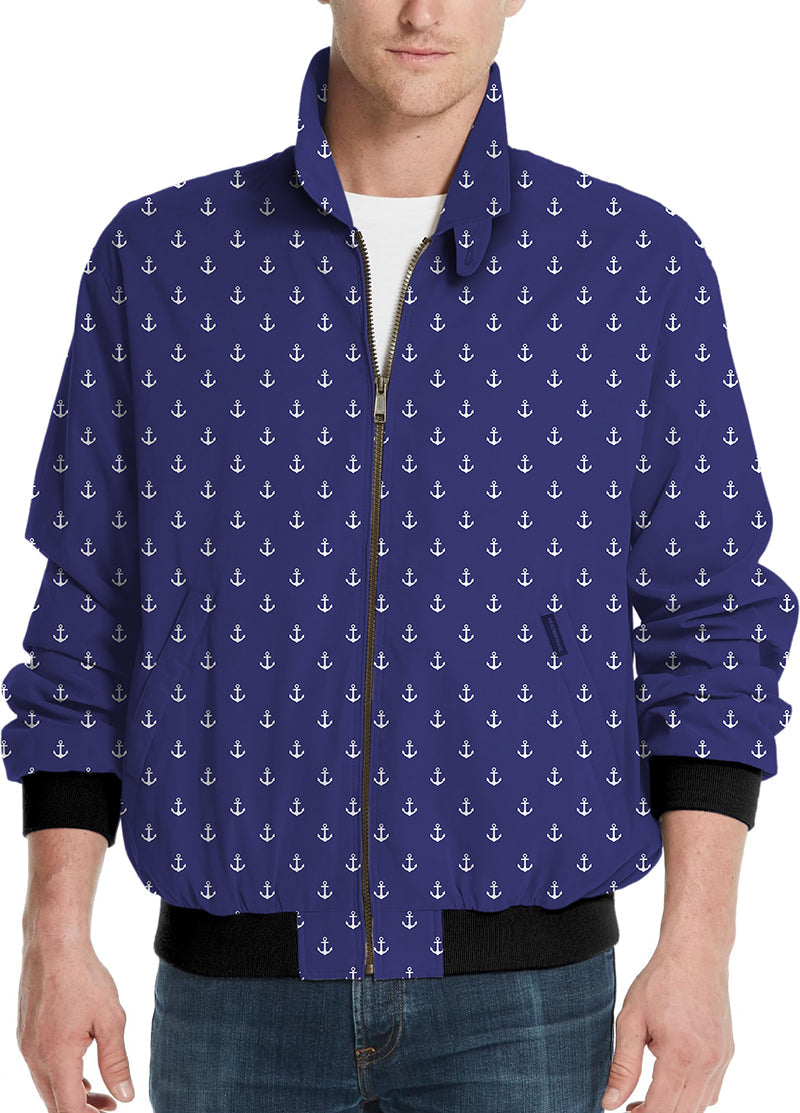 Royal Anchor Men's Golf Windbreaker jacket with anchor print and zipper front