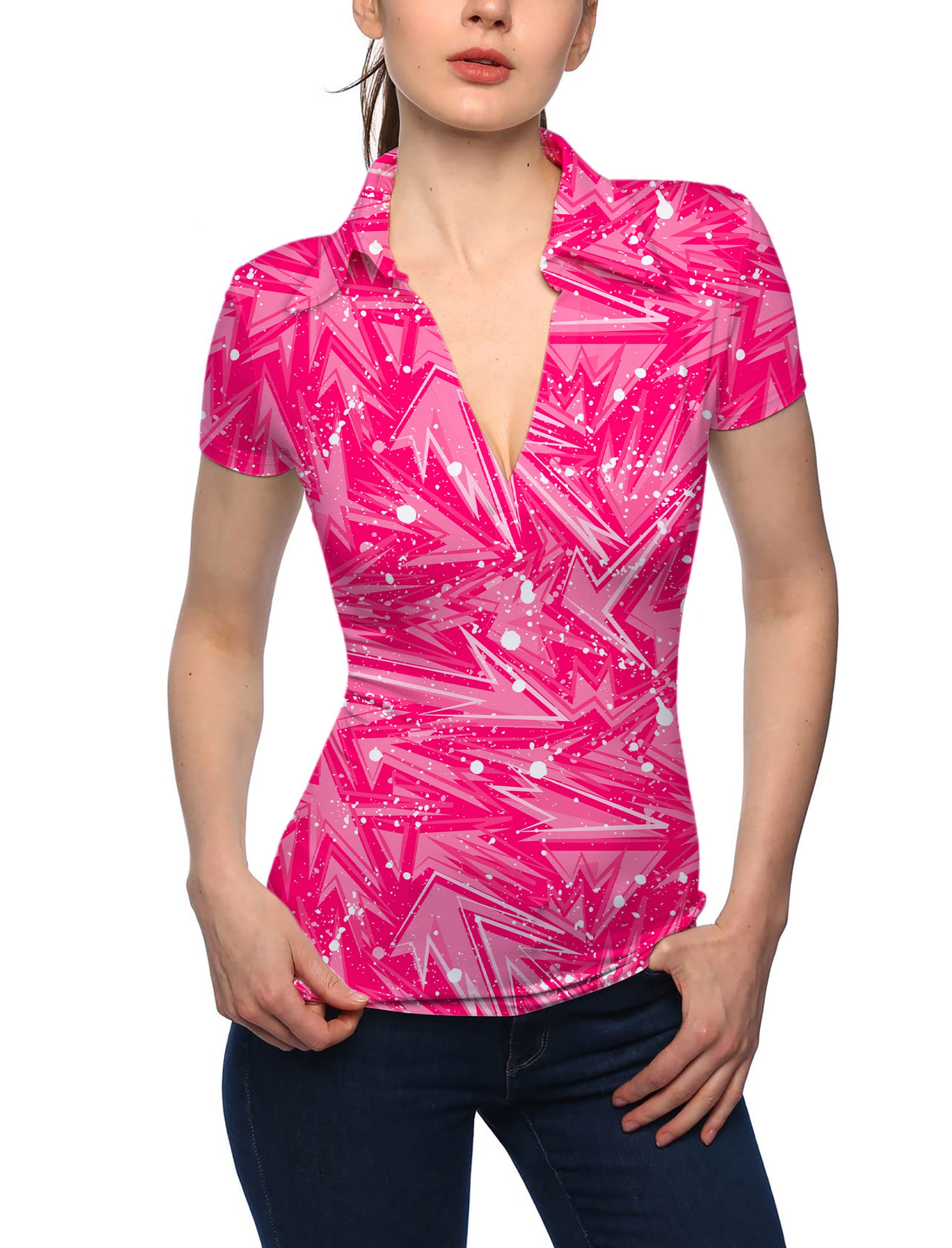 Women's POW V Neck Golf Polo
