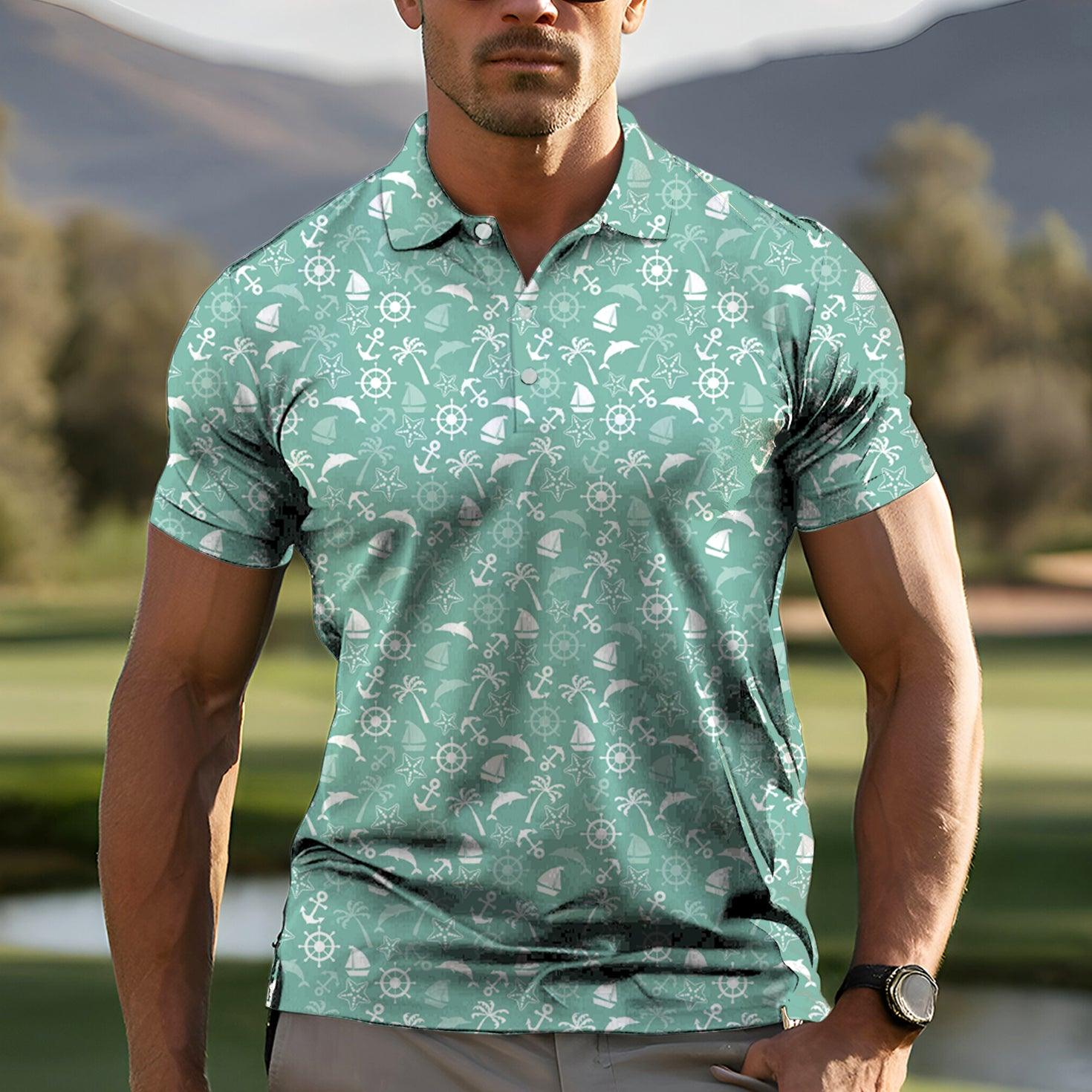 Men's ship's anchor golf polo
