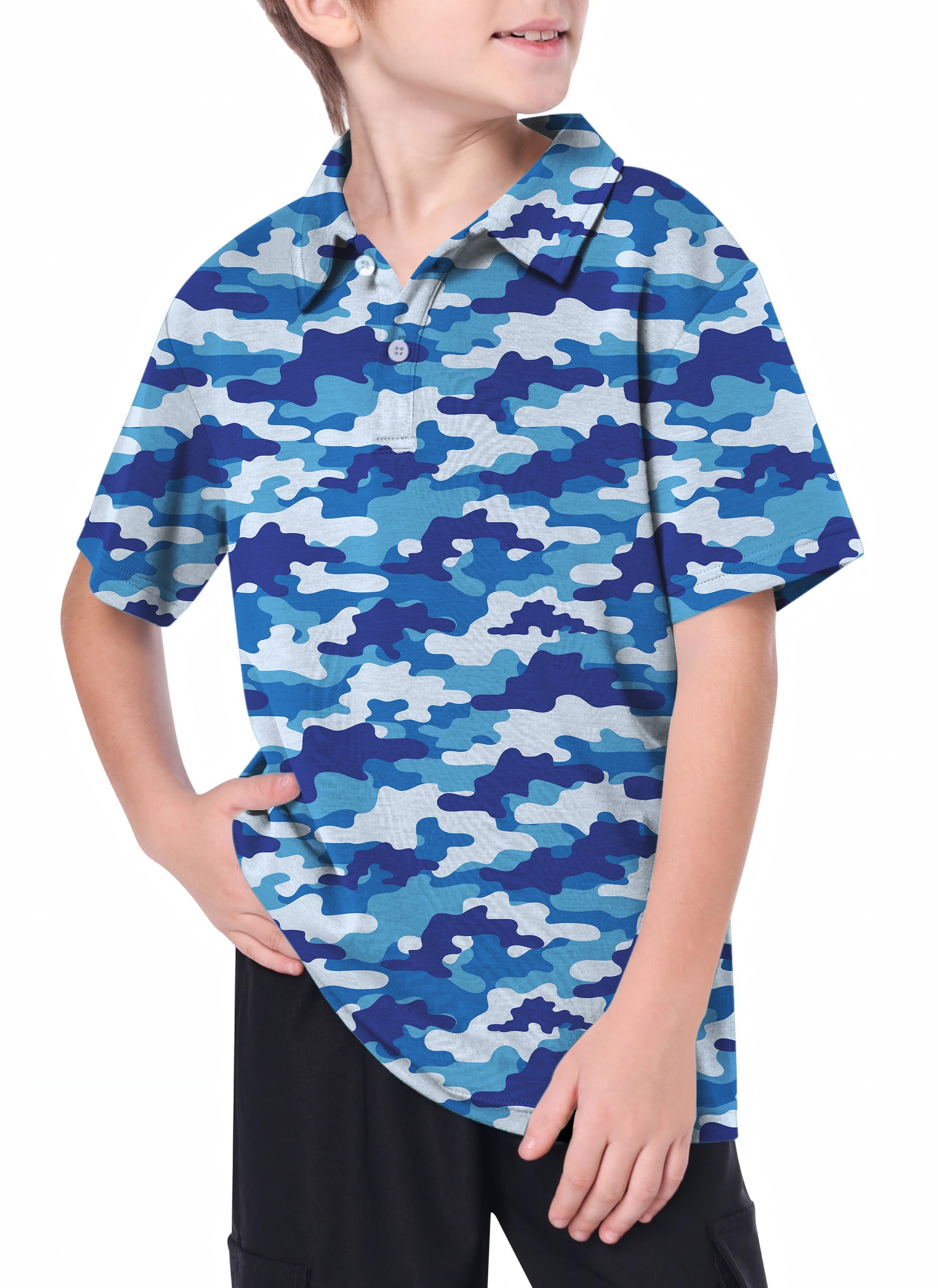 Youth Blue Camo Golf Polo
