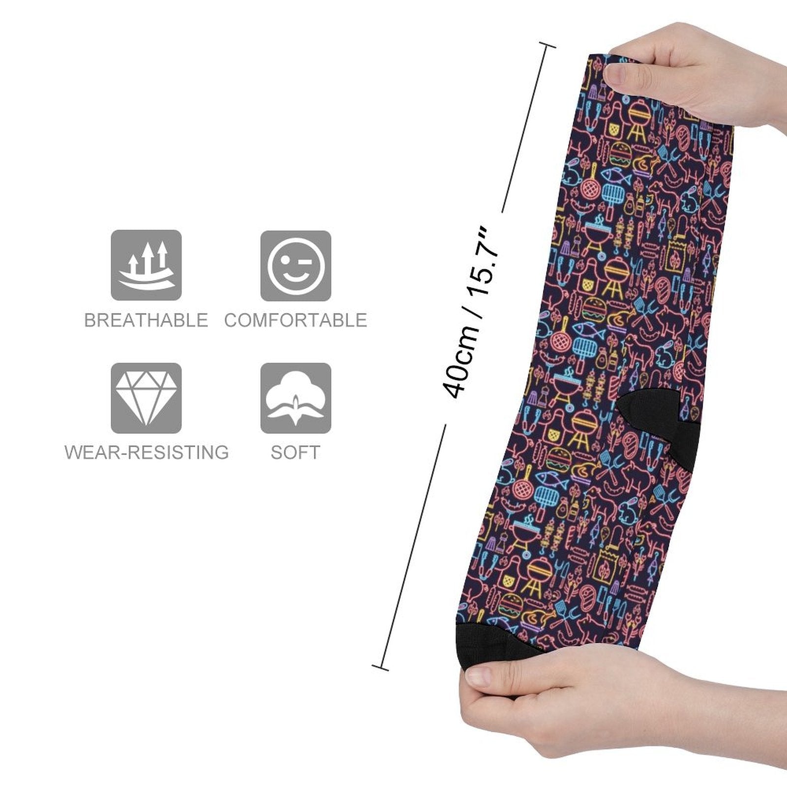 Neon bbq Prined Sock Gifts for Men Women