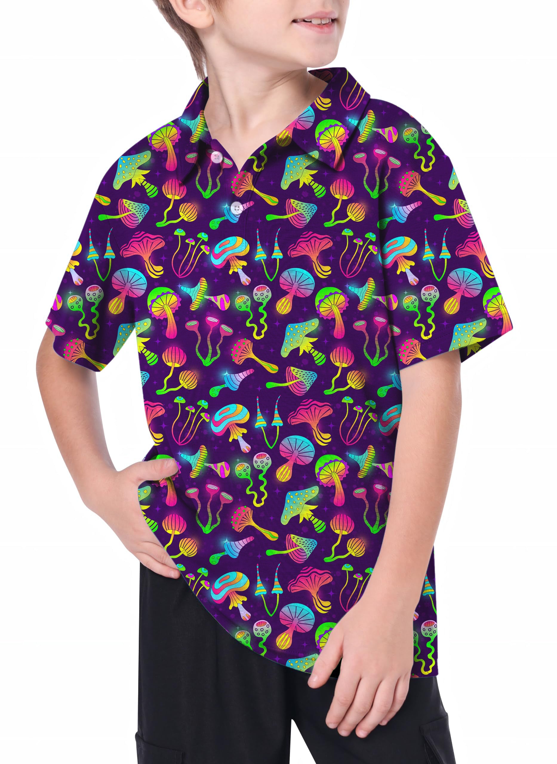 Youth Neon Mushroom Golf Polo