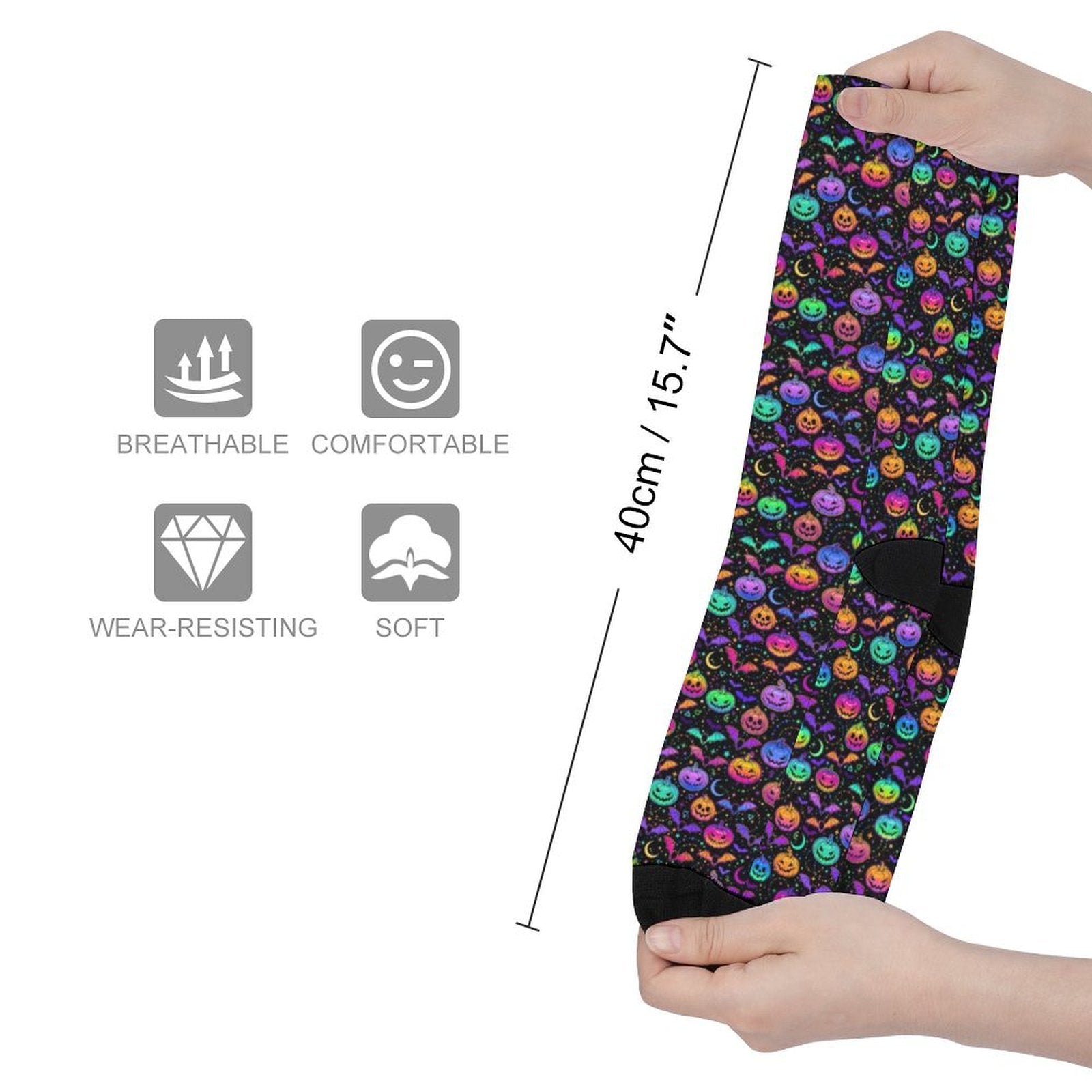 Neon Halloween Pumpkin Prined socks Gifts for Men Women