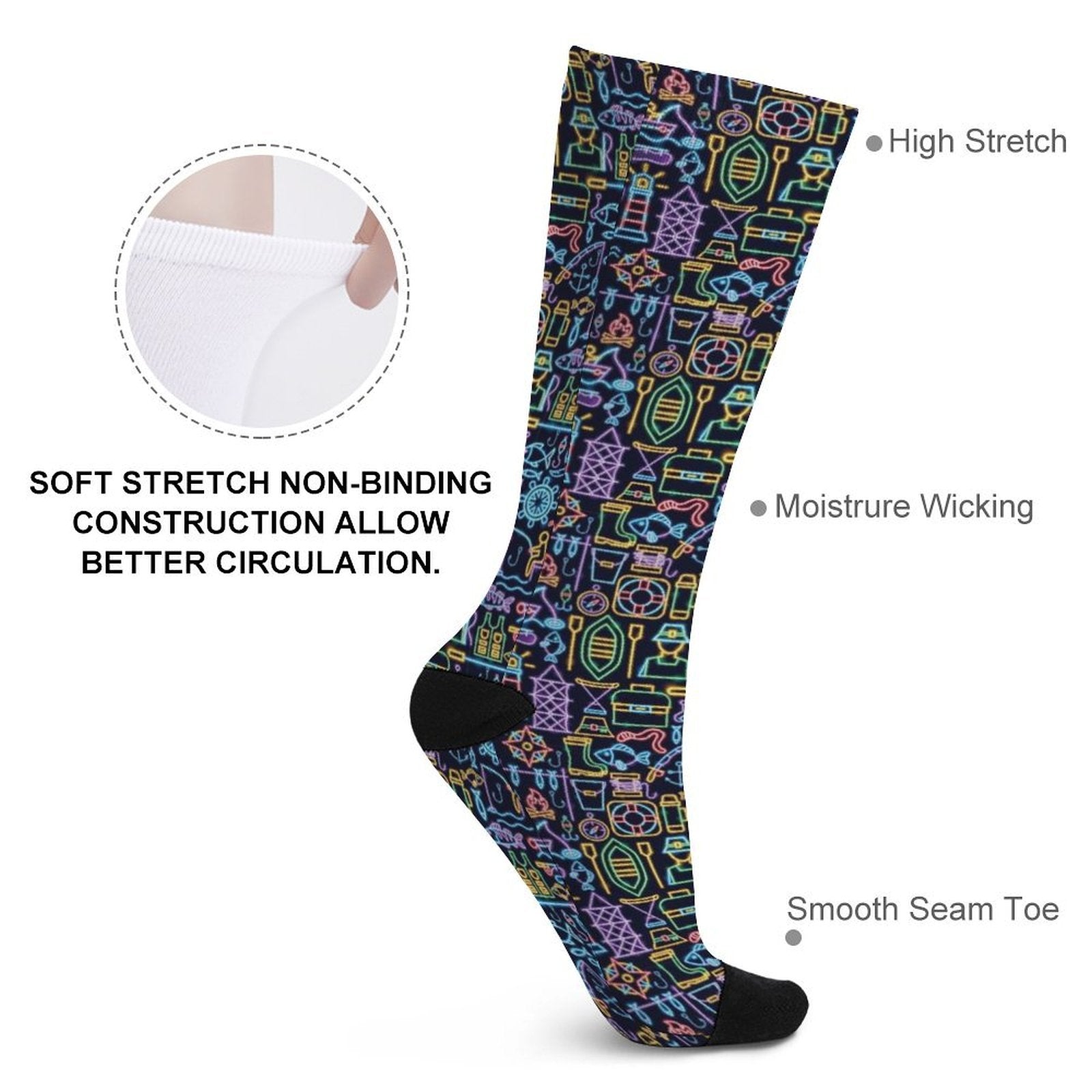Neon Fisherman Prined socks Gifts for Men Women