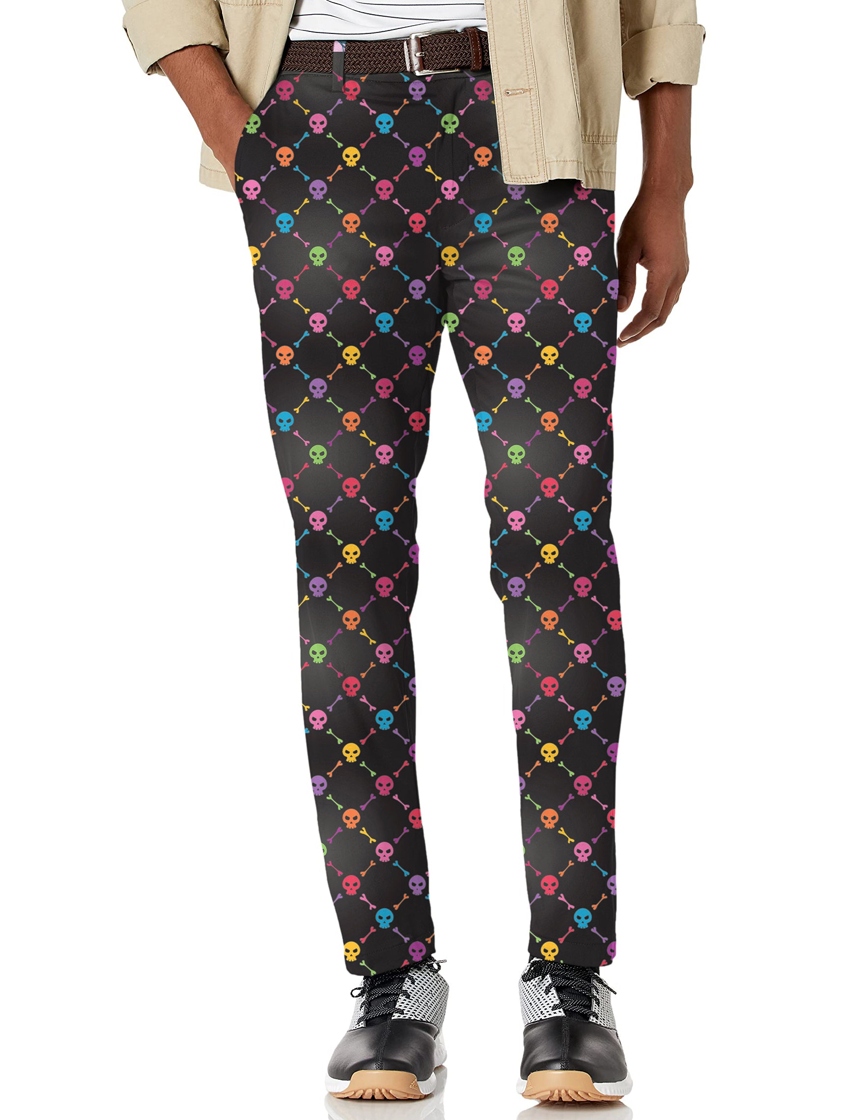 Men's Halloween Colors Skull Bones Stretch Golf Pants