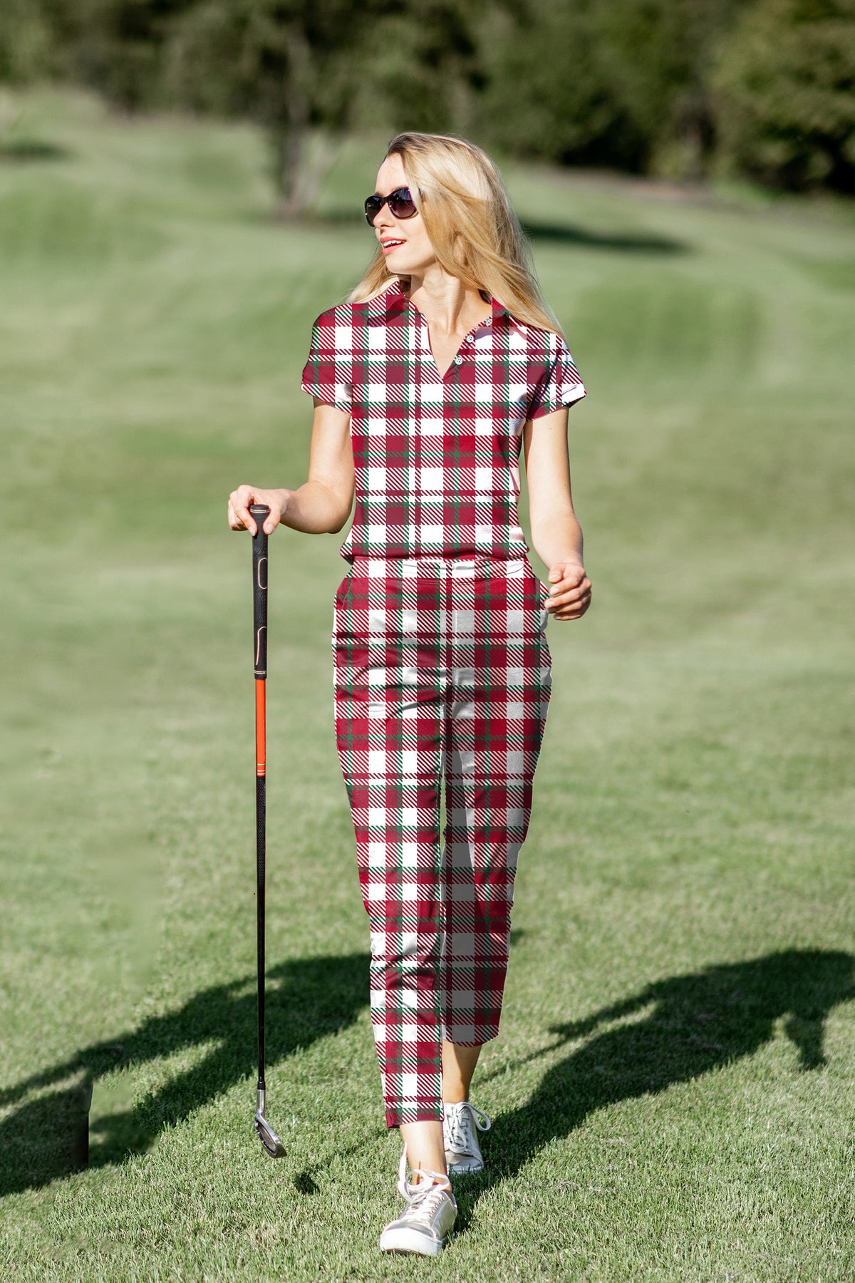 Women's Golf Polo+Pants Set Christmas stripes