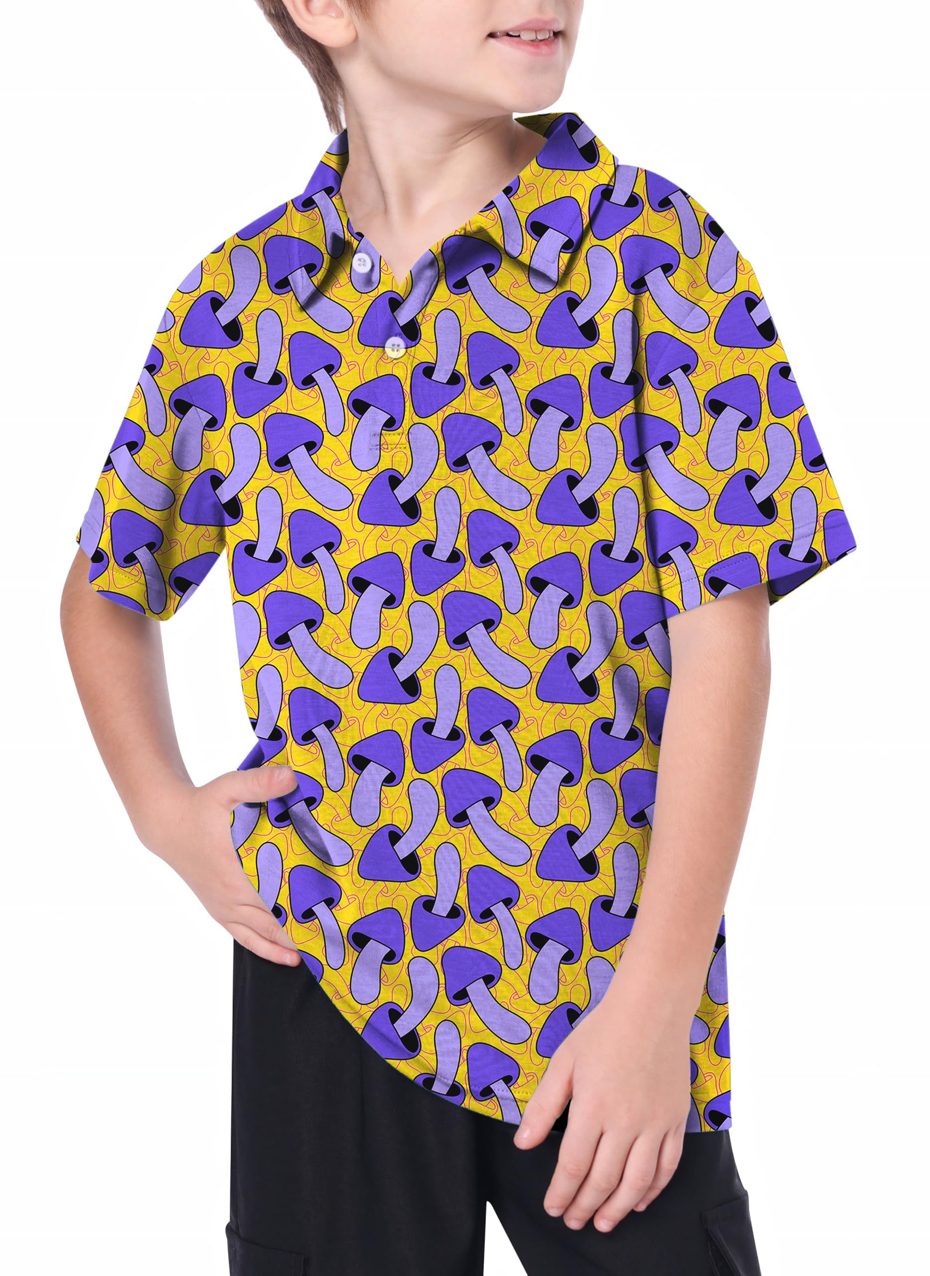 Youth Psychedelic Mushroom Print Golf Polo