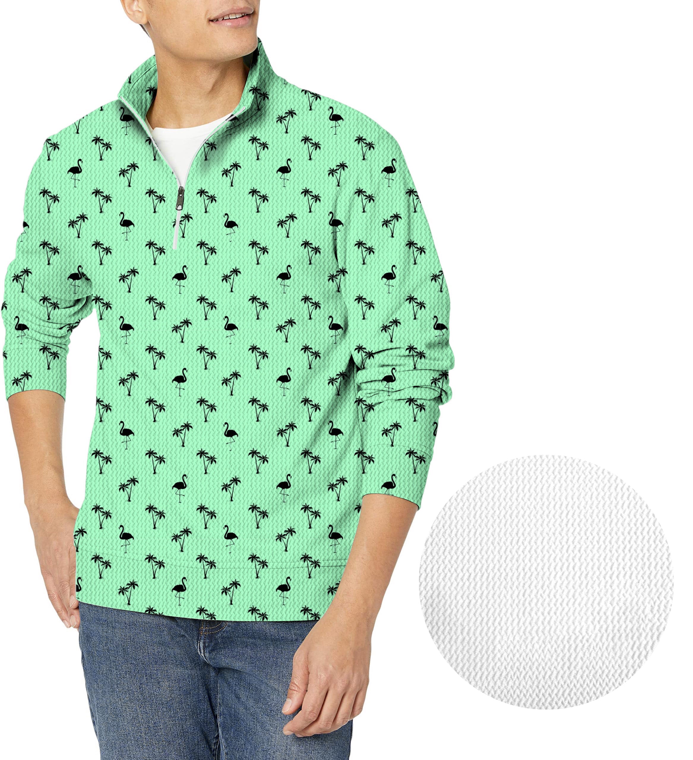Mint Mingo-Men's Golf Waffle Zipper Pullover