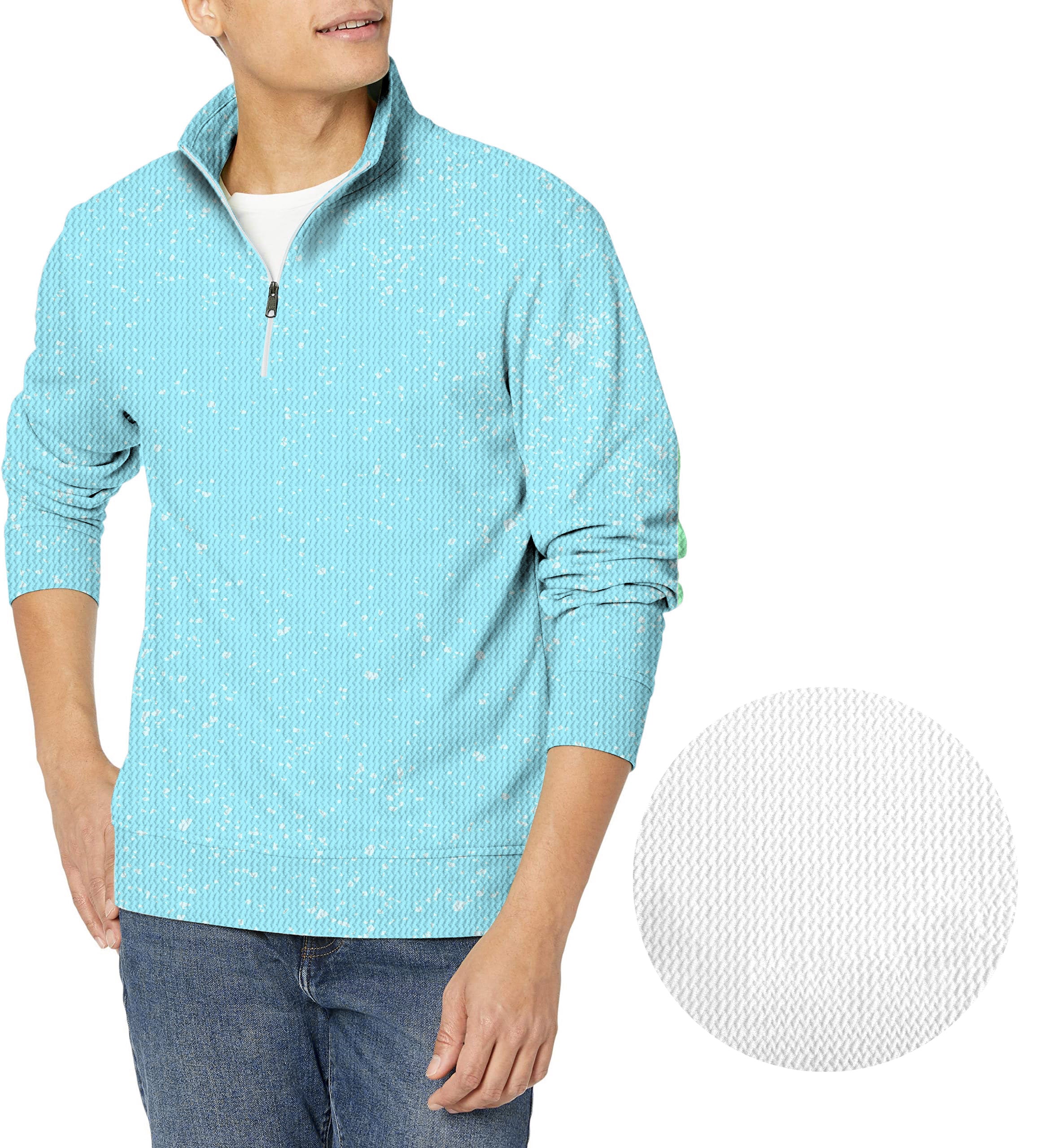 Two tone-Men's Golf Waffle Zipper Pullover