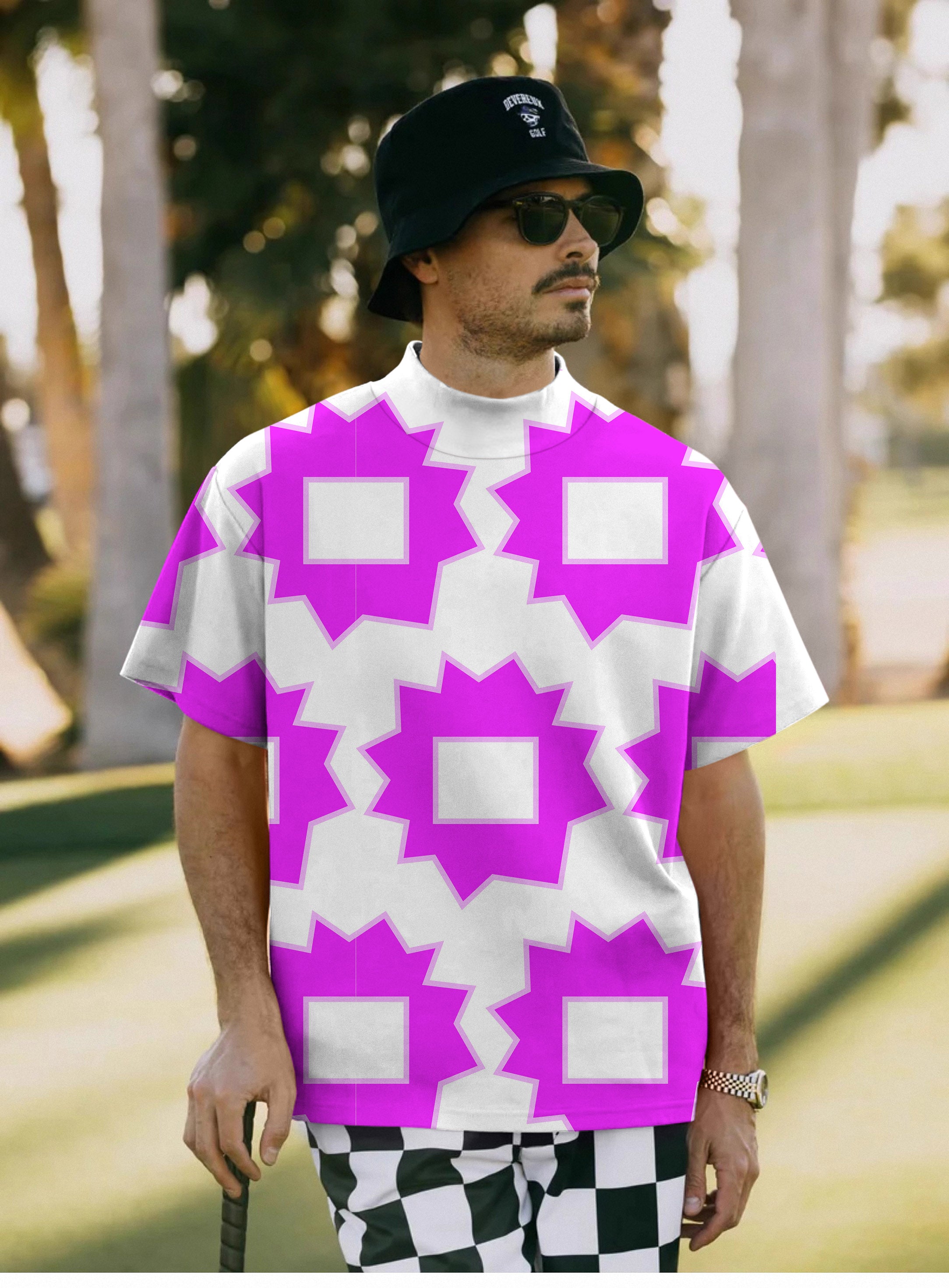 Men's Explosion Geometry Limited Edition Pullover High neck Long/Short sleeve T-Shirt