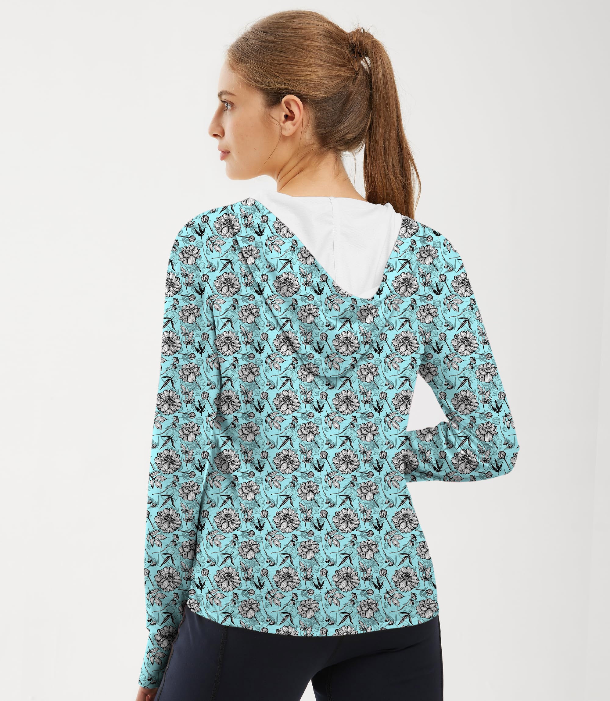 Women's Outdoor Blue Tropics Golf Sun Protection Slim Fit zip hoodies