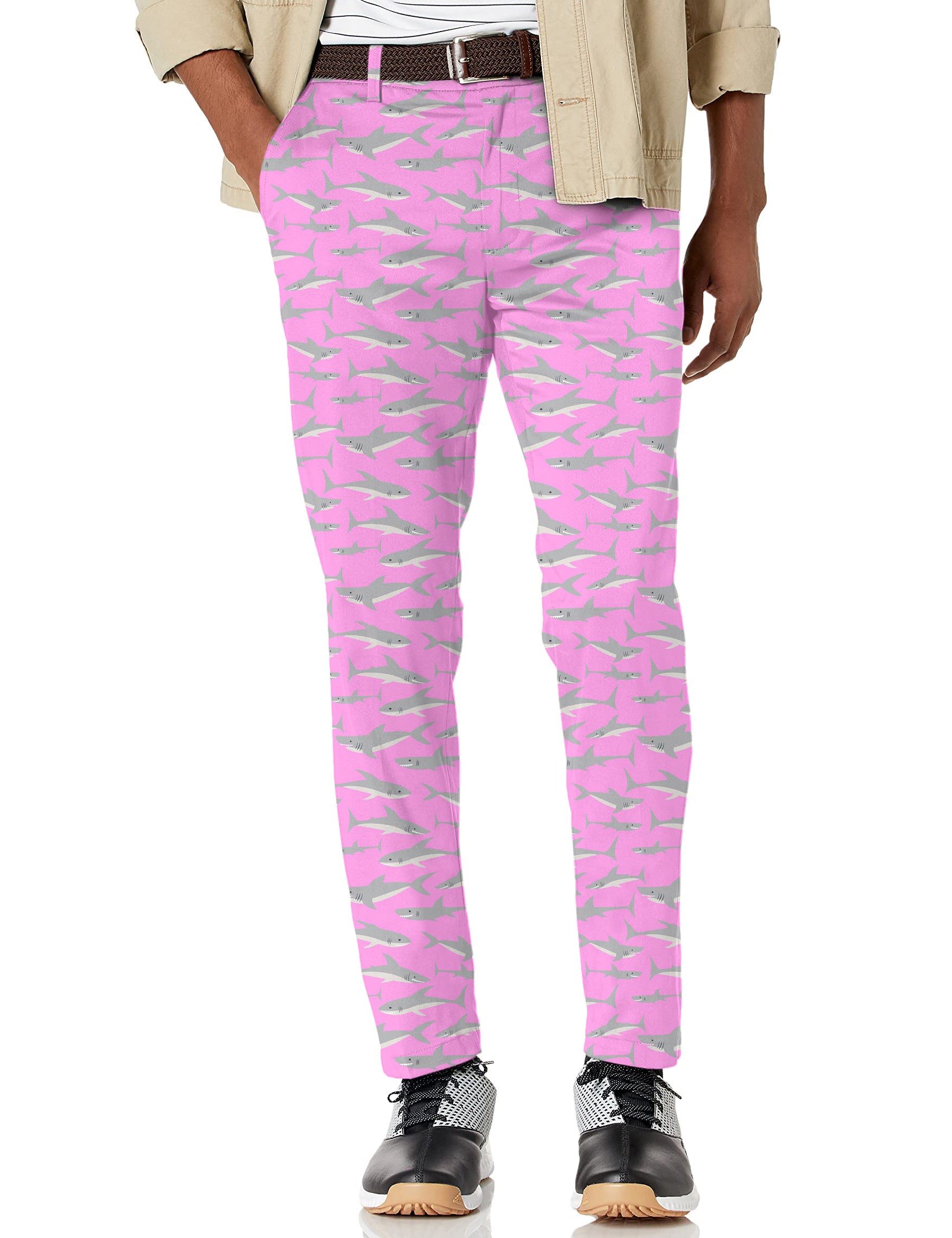 Men's Pink Sharks Stretch Golf pants trousers