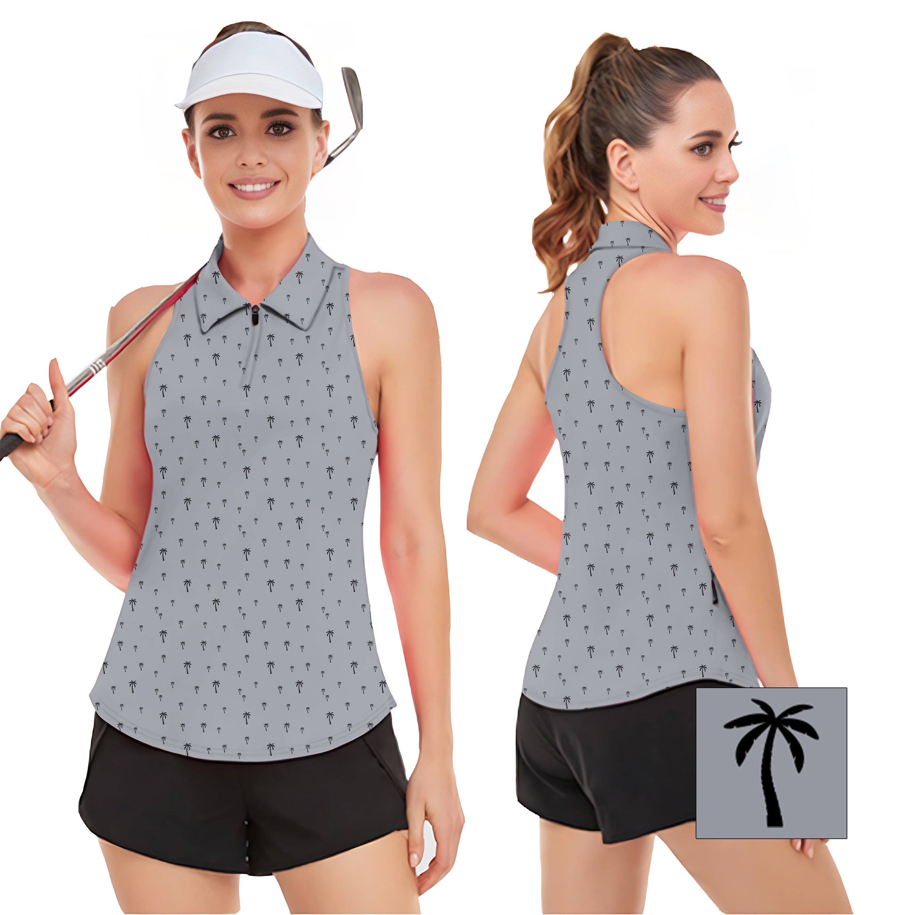 Coconut Palm Custom The Background Color Women’s Sleeveless Golf Tank Top Shirt Polo