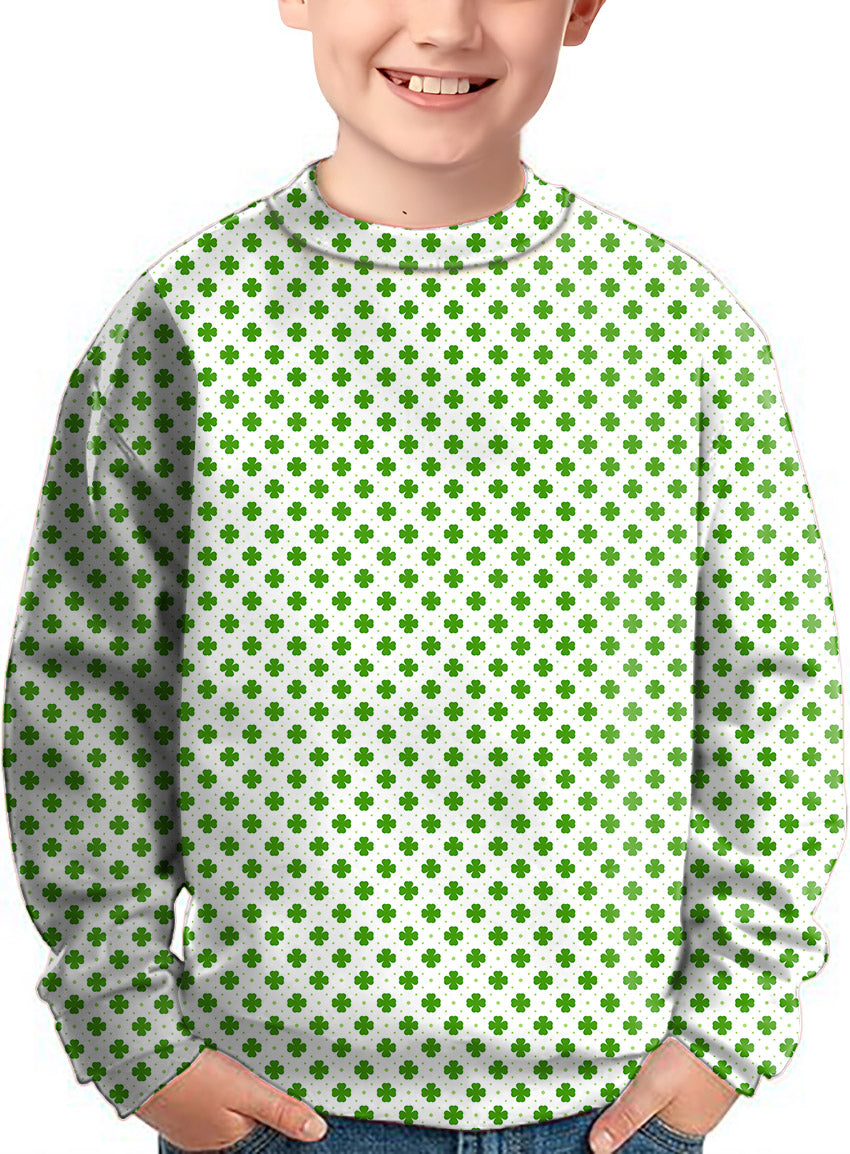 Leaf clover St. Patrick's Day Crewneck Pullover Kids Ugly Sweater