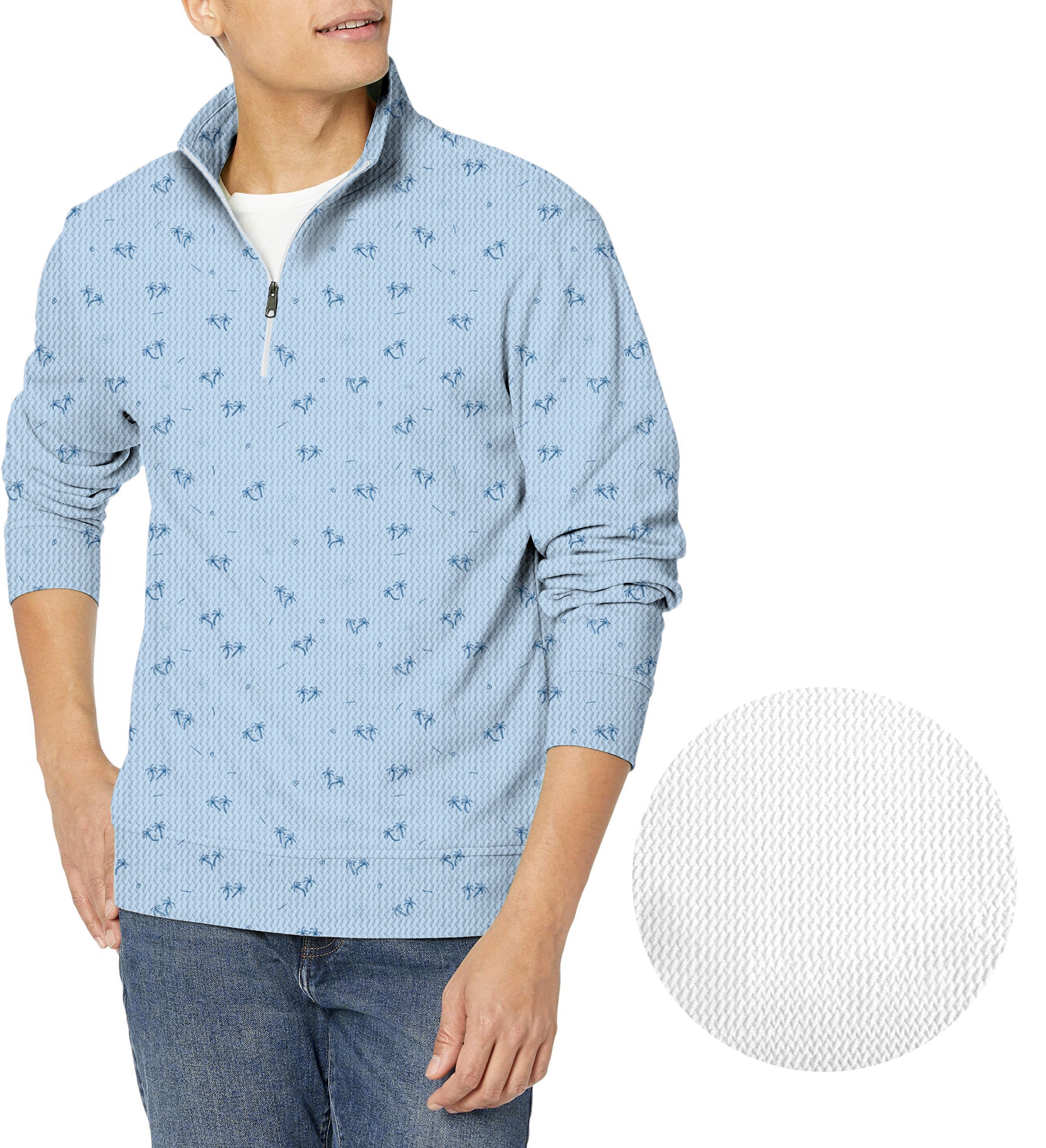 Tropical Palms-Men's Golf Waffle Zipper Pullover