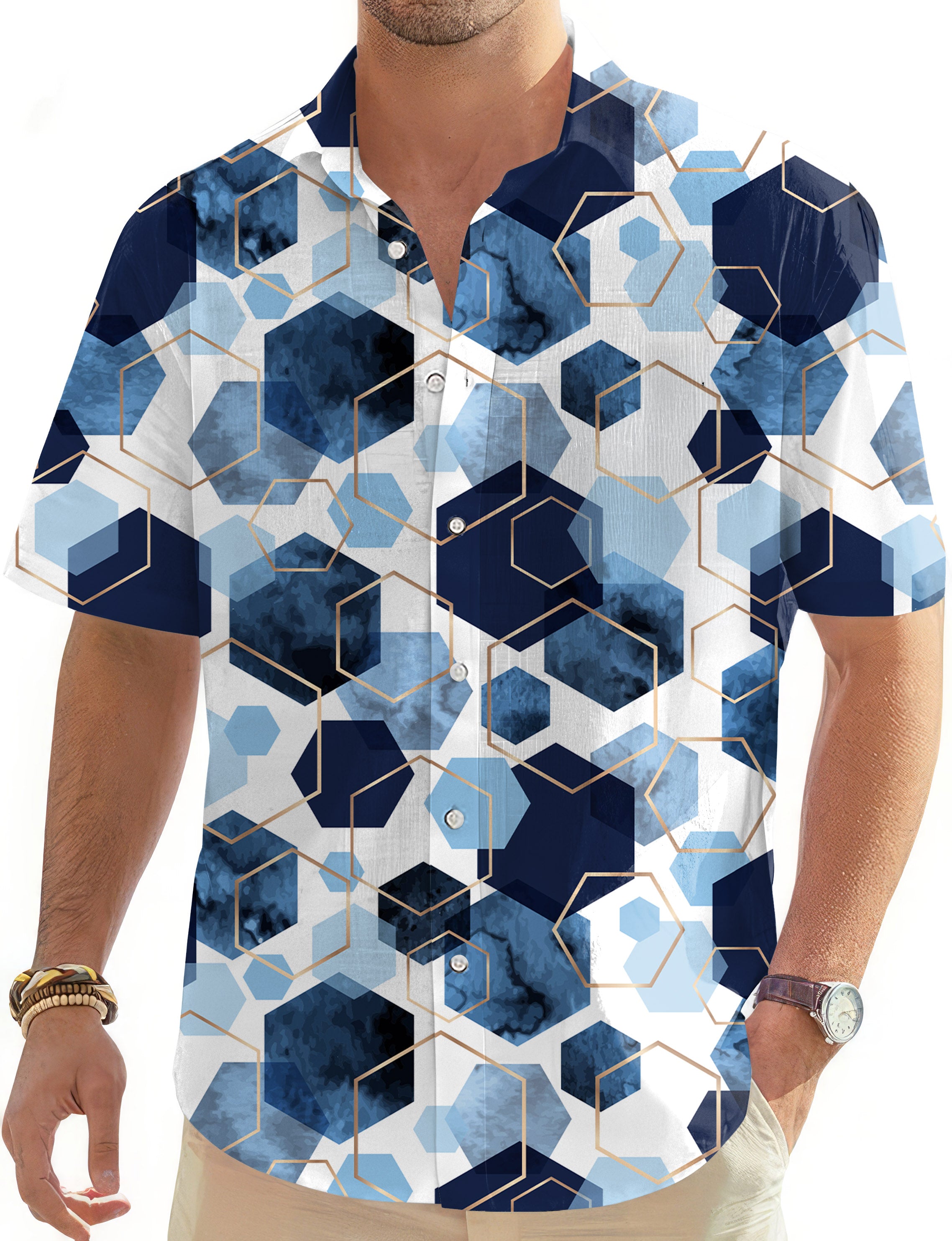 Deep Sea Men's Golf Hawaiian Shirts Button Down Shirt