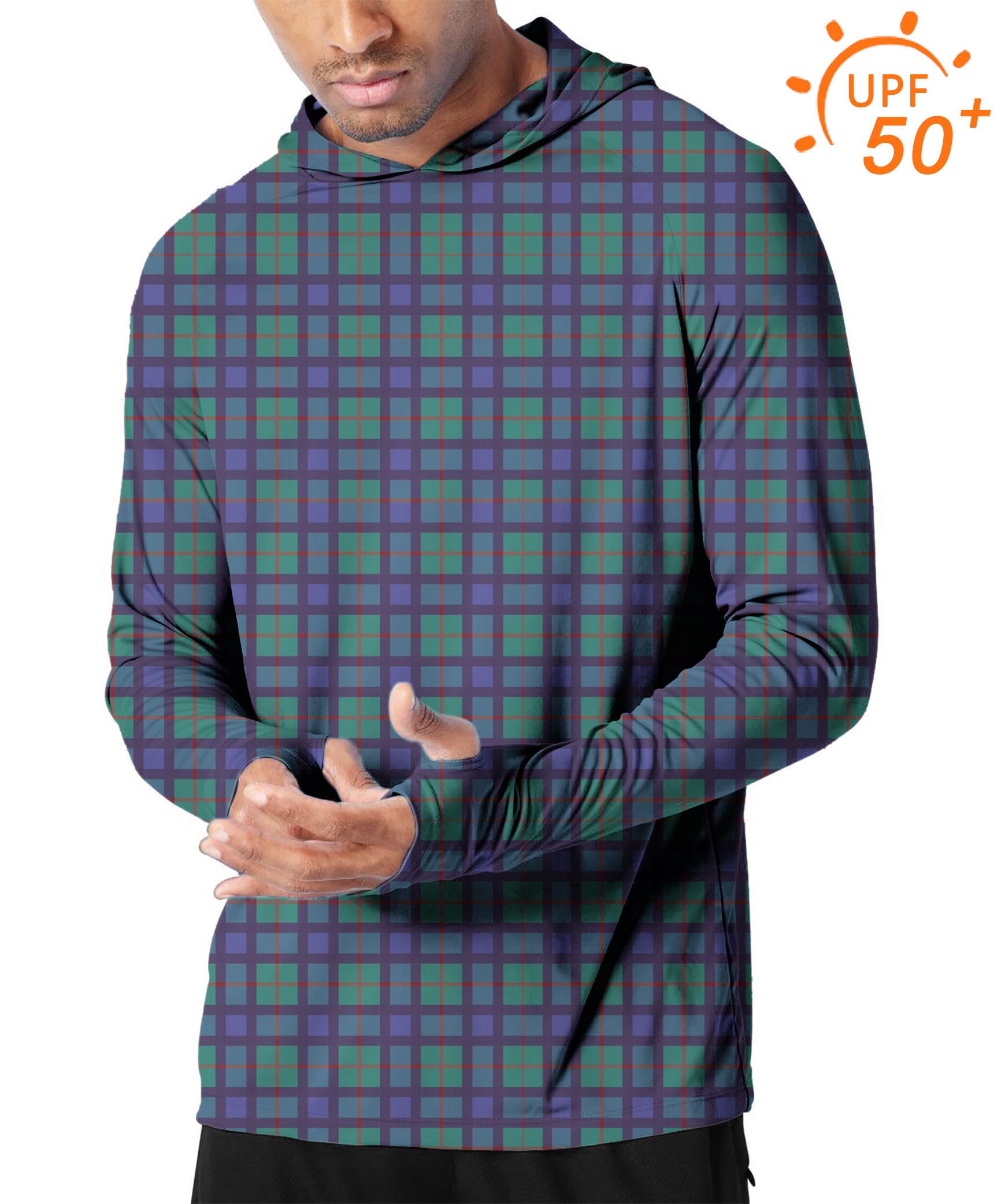 Men's Outdoor Checkered stripes Golf Sun Protection Slim Fit hoodies