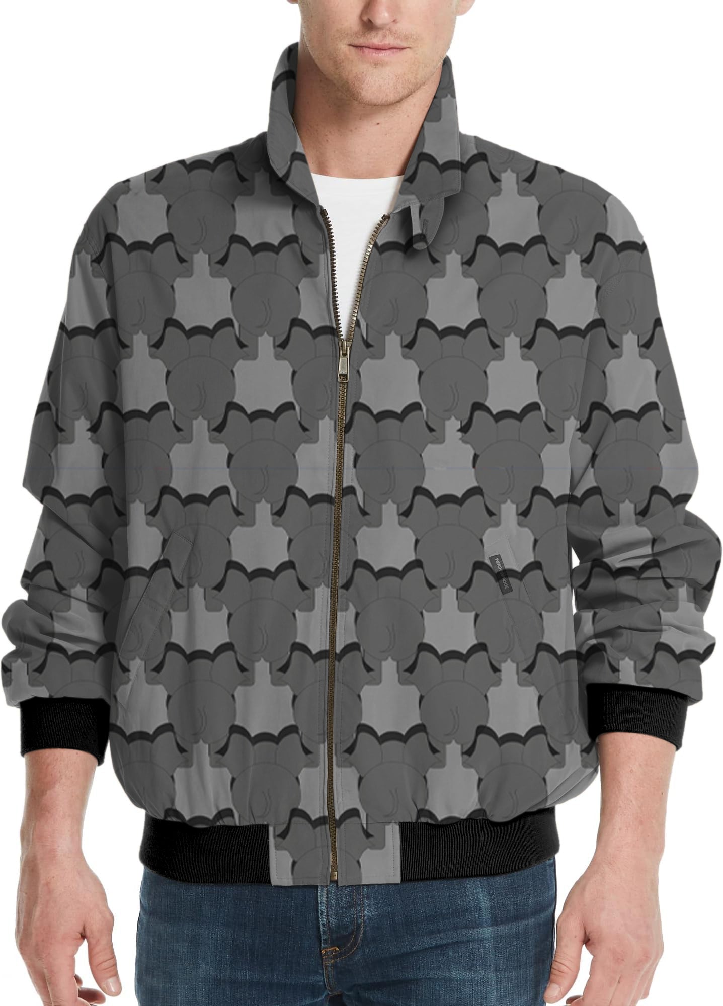 Men's Golf Windbreaker light jacket with elephant back pattern in gray tones