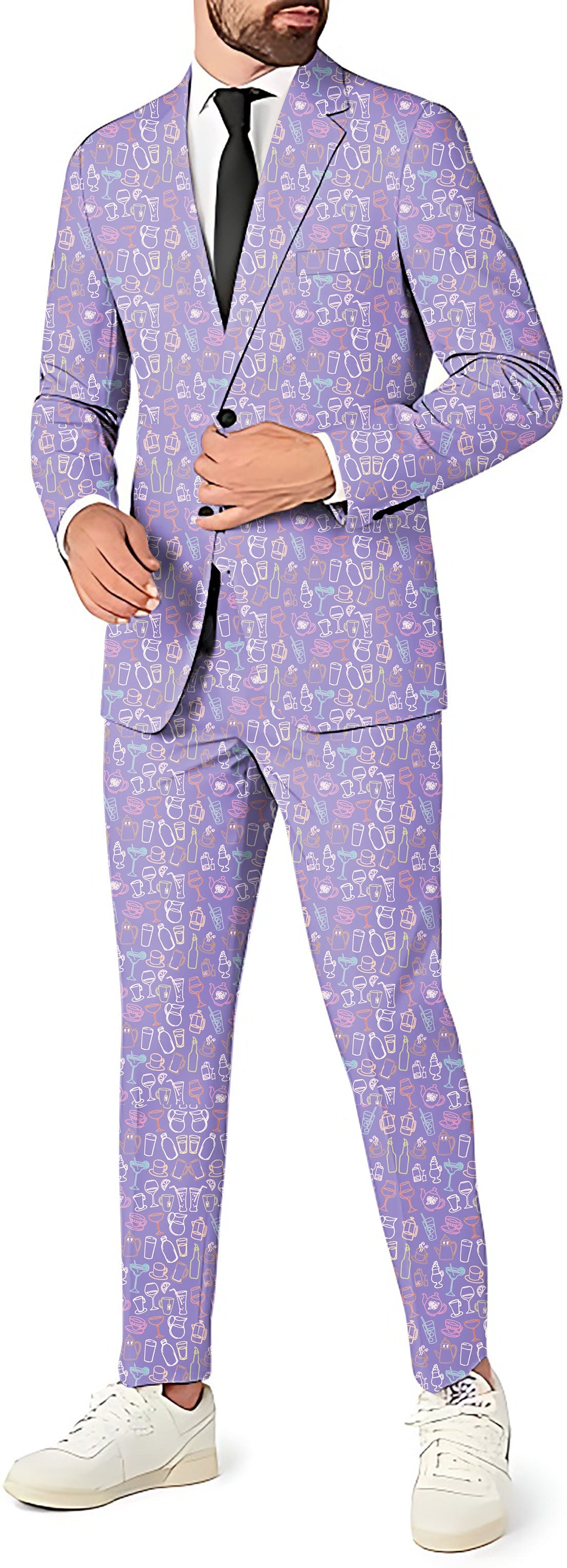 Men's party costume suit set with blazer, pants, and vest for themed events and office parties