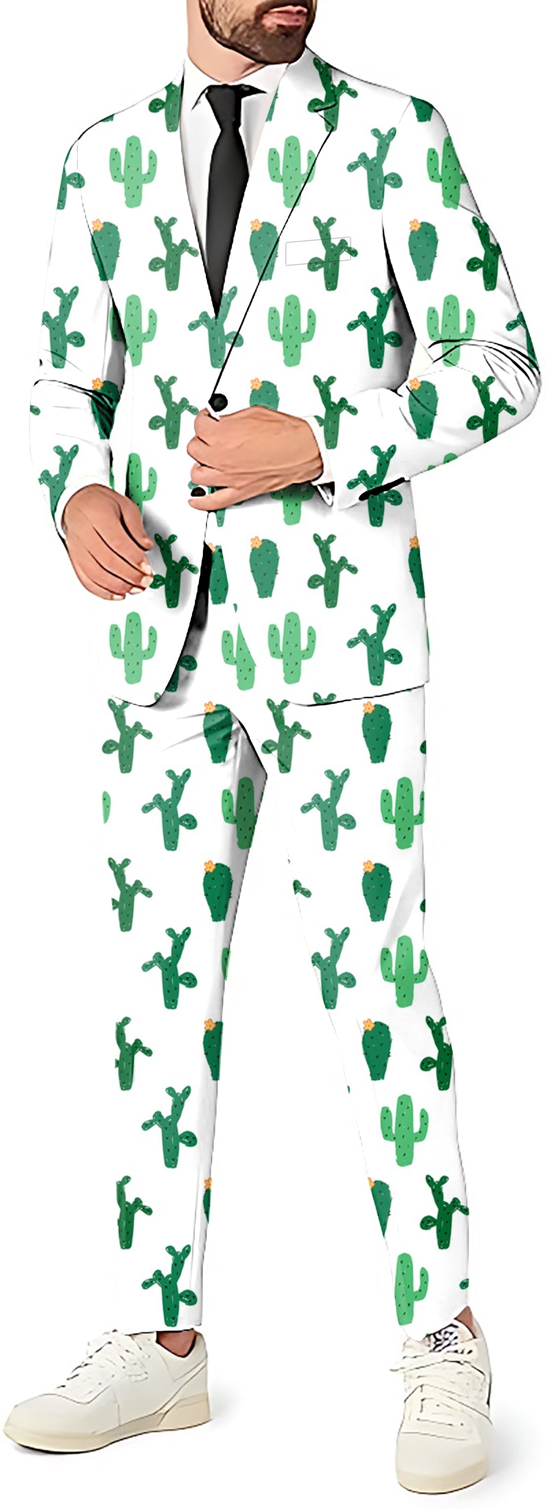 Strange Cactus Men's Party Costumes-Theme Party 3pcs Suit set-Blazer Pants & Vest XL / Blazer+Vest