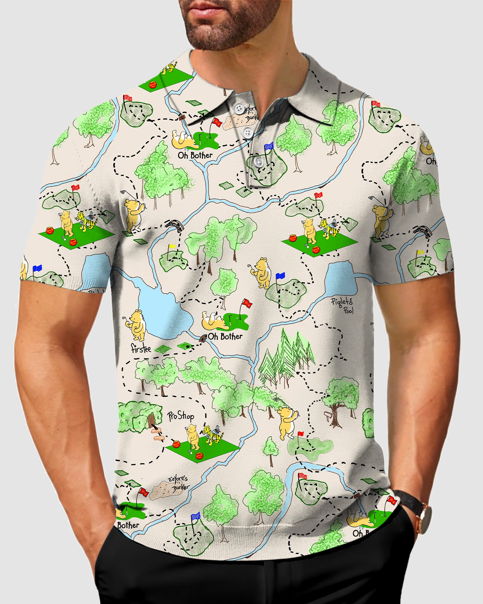 Men's 100 Acre Wood Golf Club Designer style Polo