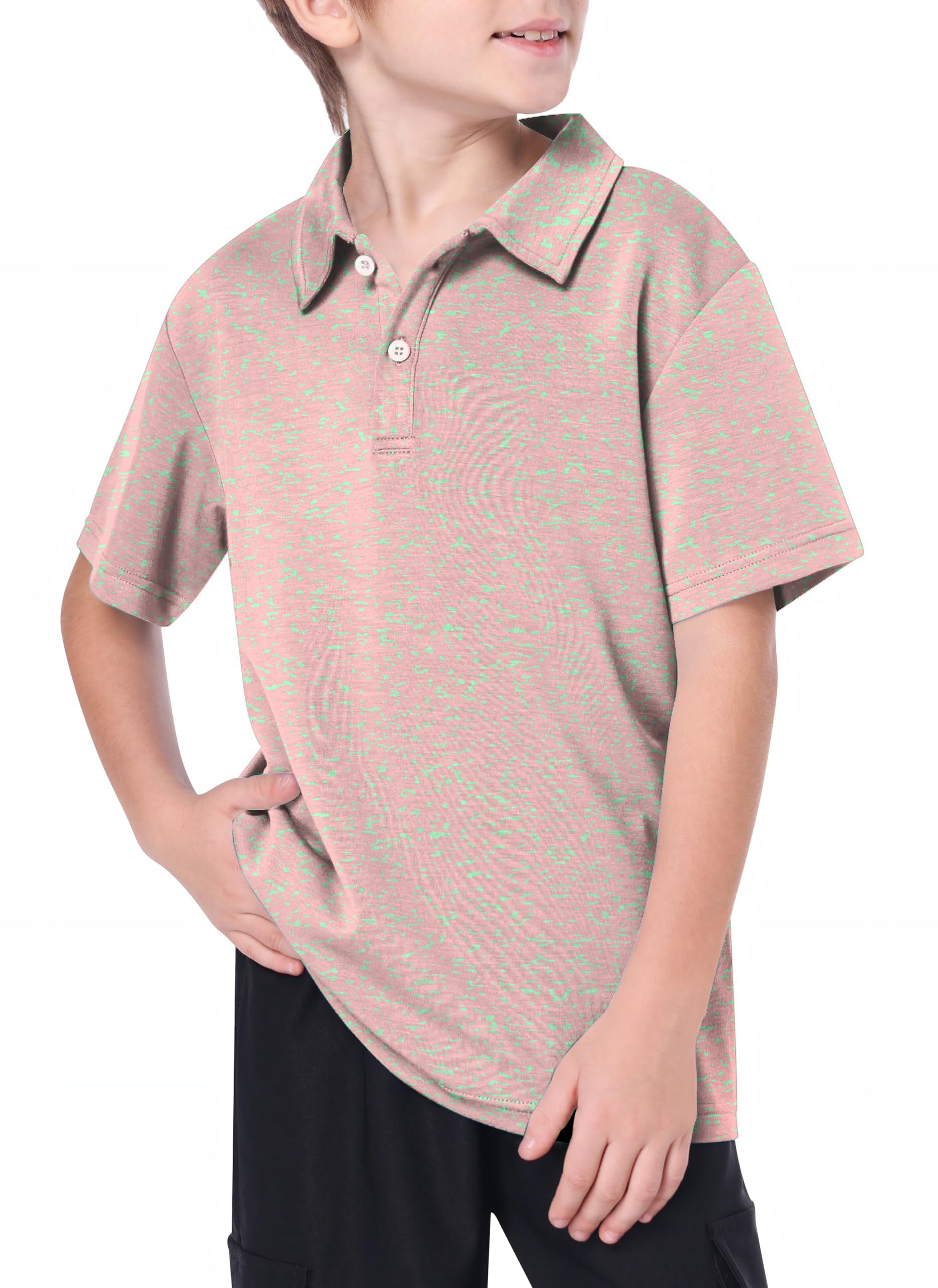 Youth Pastel Pink Fusion Golf Polo