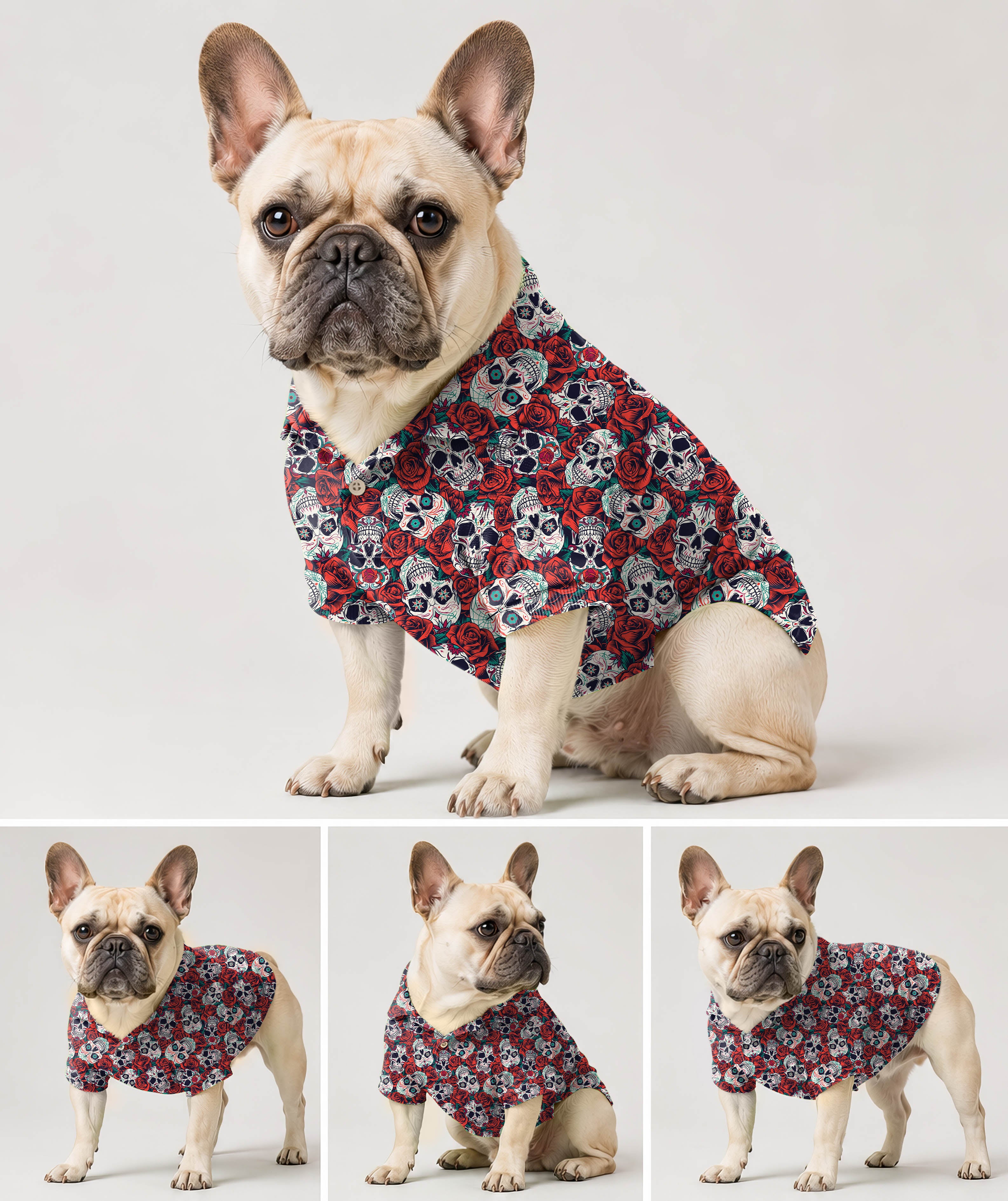 Dog's Rose Skull golf polo