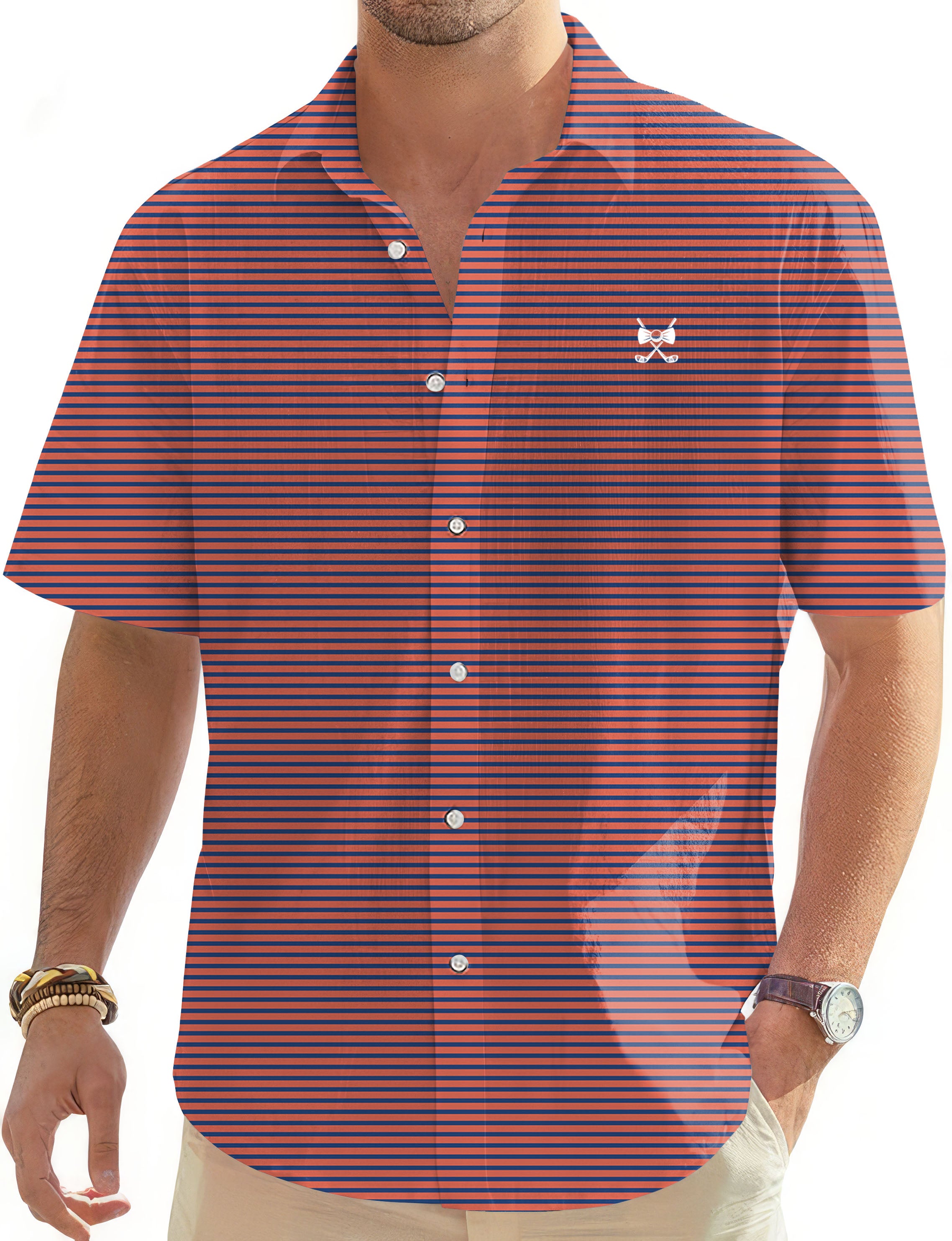 Chicago MVP Orange Men's Golf Hawaiian Shirts Button Down Shirt