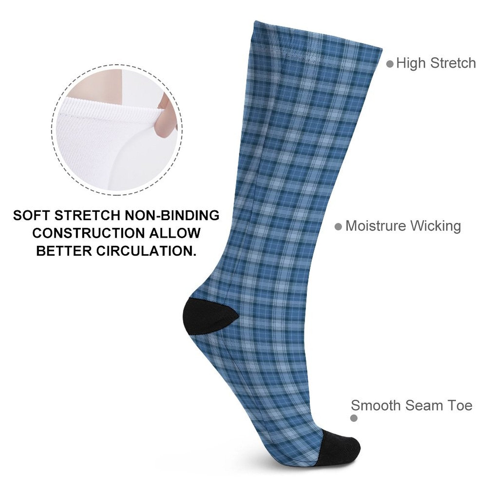 Blue grid Prined socks Gifts for Men Women