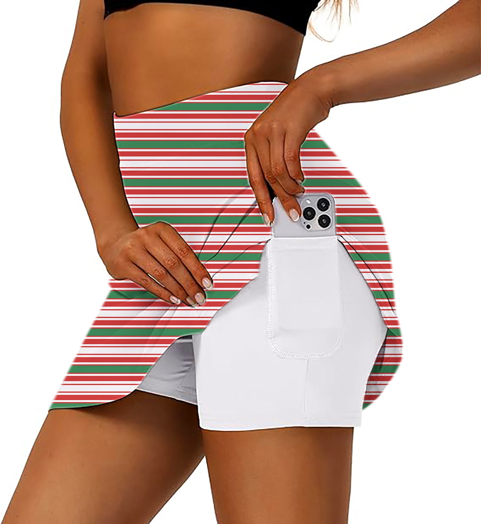 Striped Christmas Women's Athletic Golf Skorts Flared Skirts