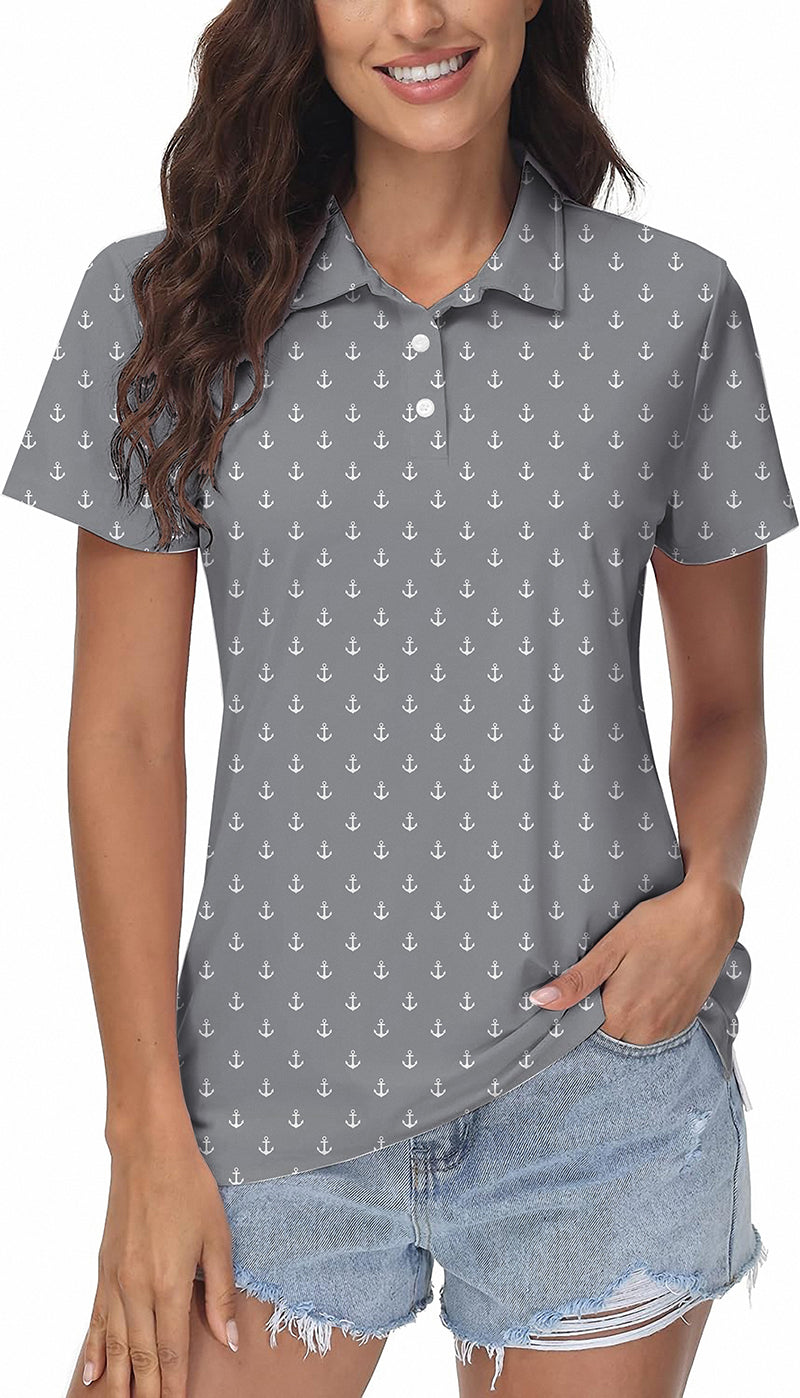 Light Gray Anchor Women's Golf Polo with moisture-wicking fabric and classic fit
