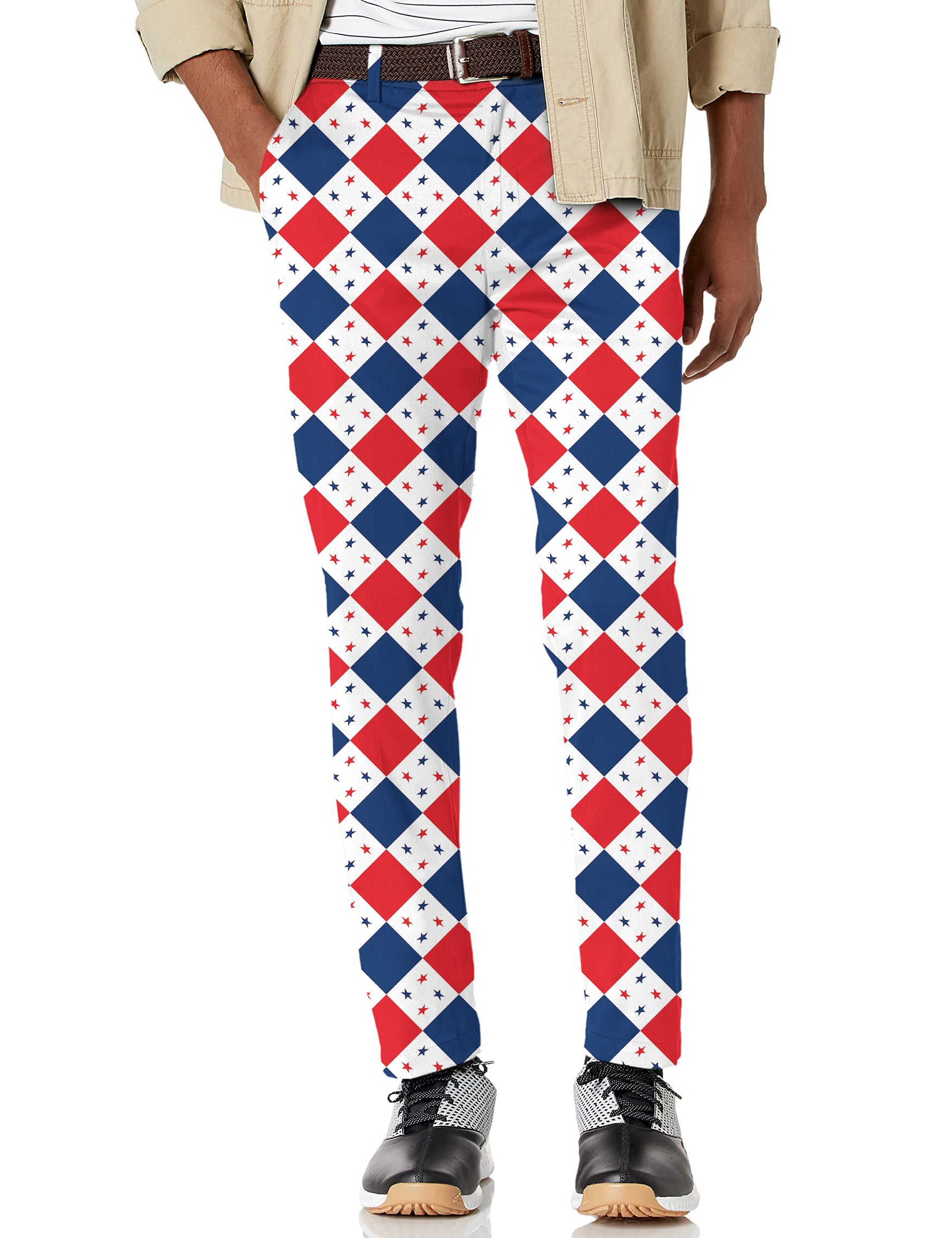 Men's Argyle US Star flag Stretch Golf Pants